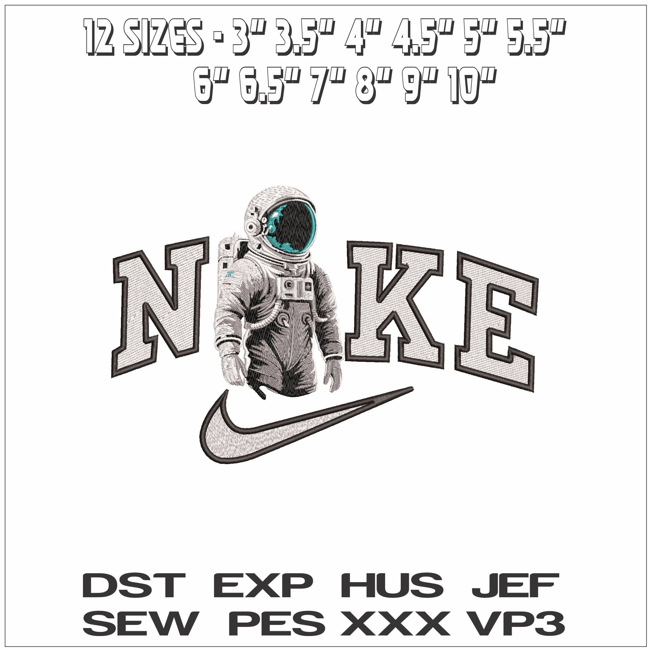 Nike Astronaut USA Filled - Elegant embroidery design file - instant download — view 2