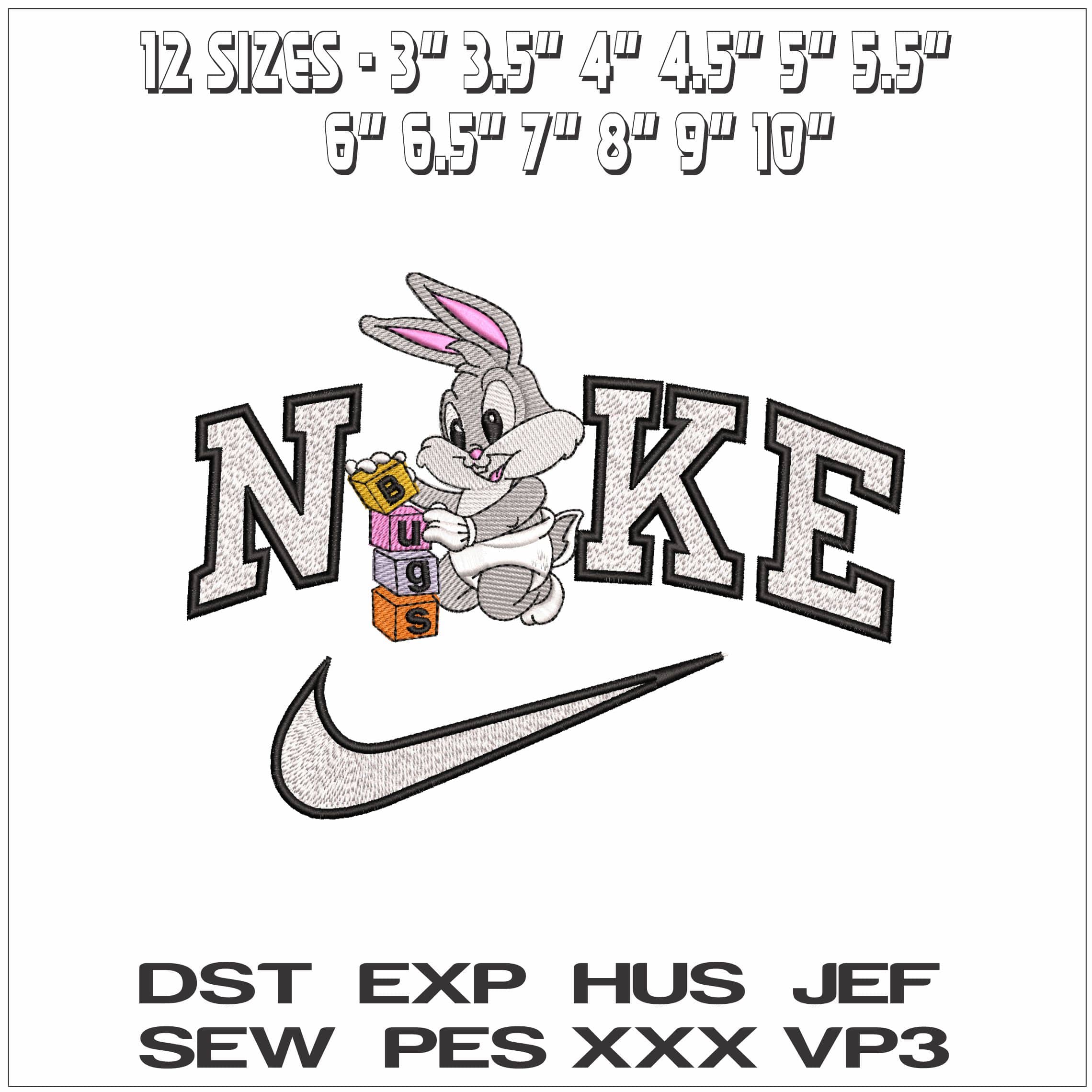 Nike Baby Buggs with Blocks - Elegant embroidery design file - instant download — view 2