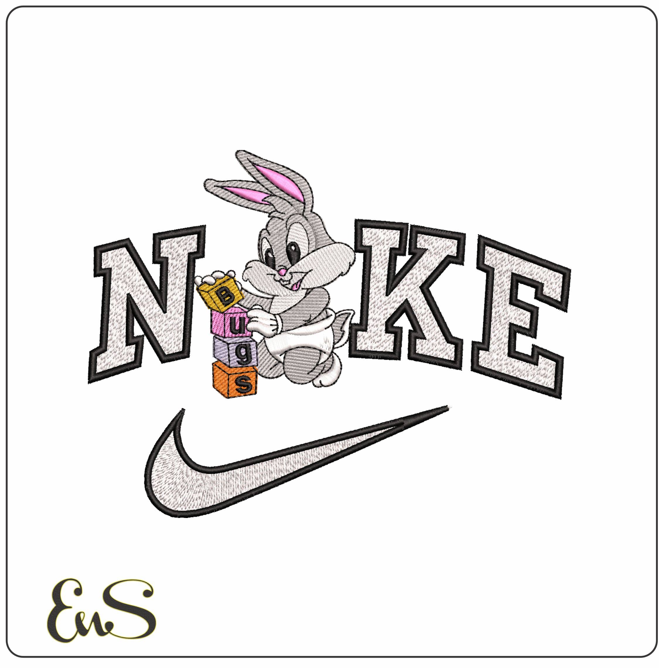Nike Baby Buggs with Blocks - Elegant embroidery design file - instant download