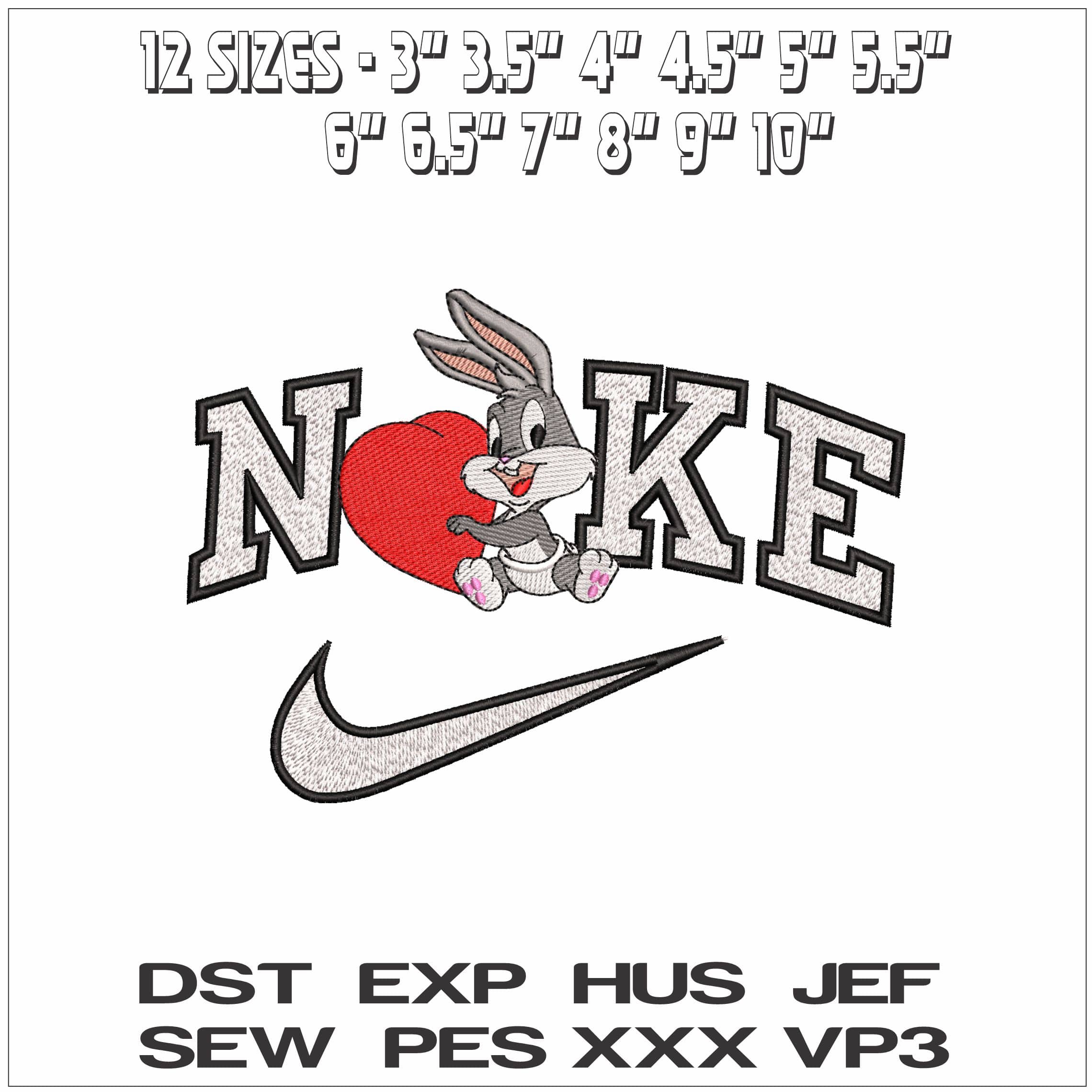 Nike Baby Buggs with Heart - Elegant embroidery design file - instant download — view 2