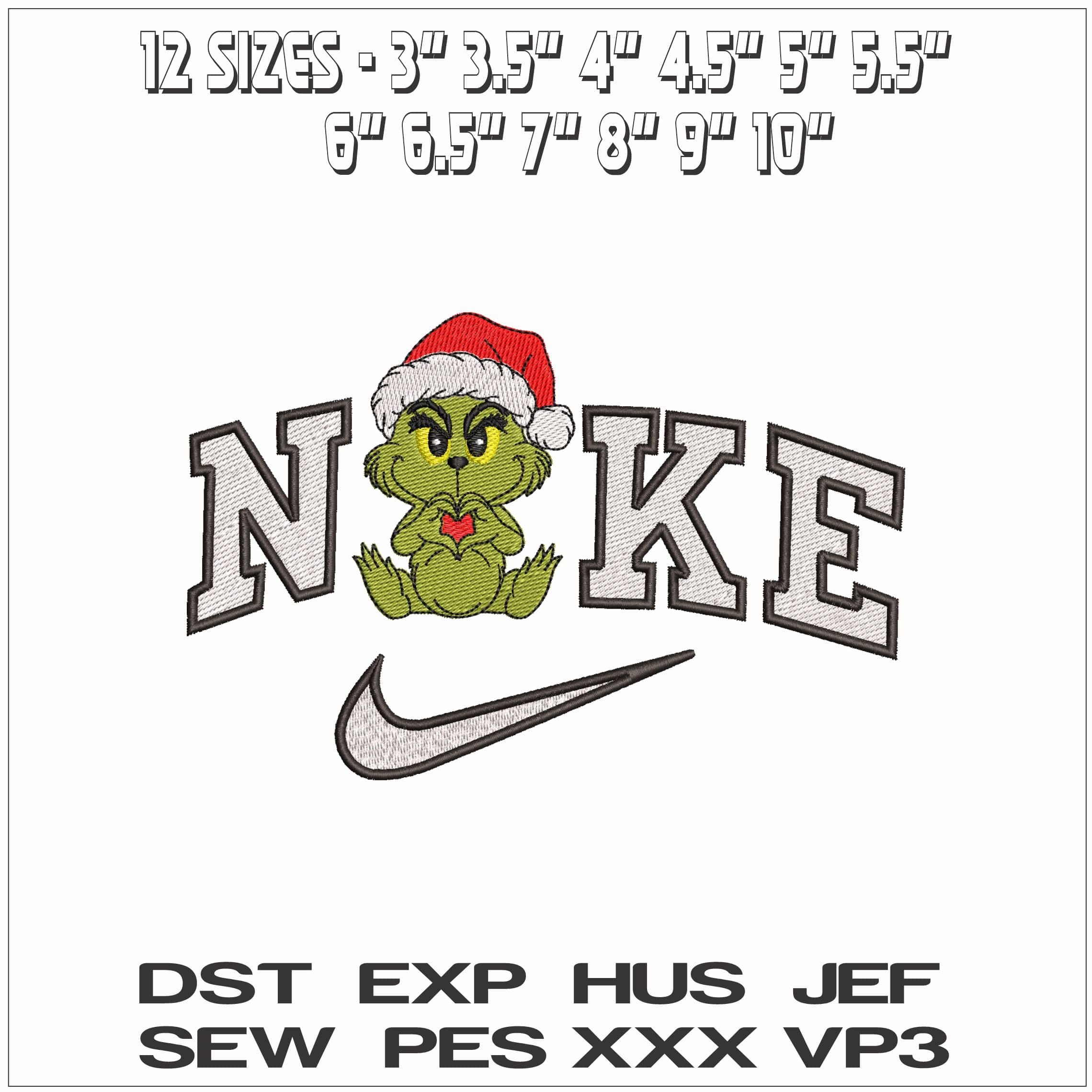 Nike Baby Christmas Grinch - Elegant embroidery design file - instant download — view 2