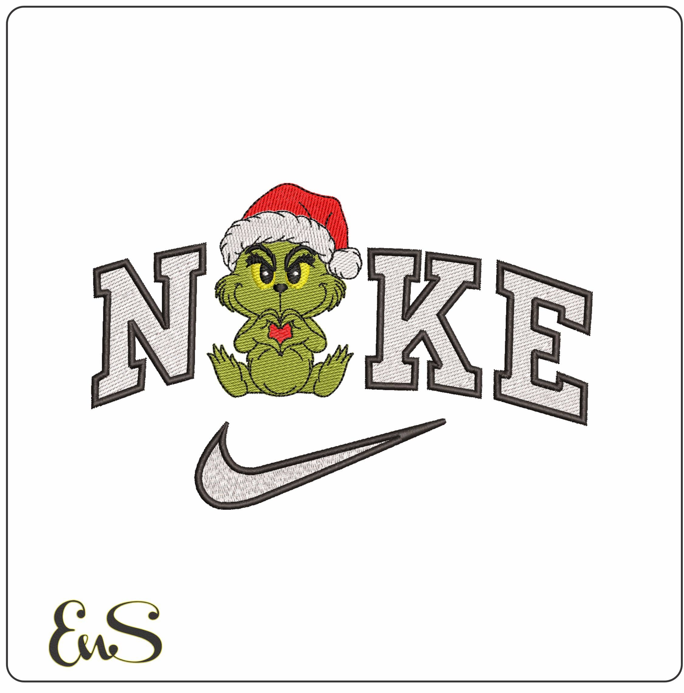 Nike Baby Christmas Grinch - Elegant embroidery design file - instant download