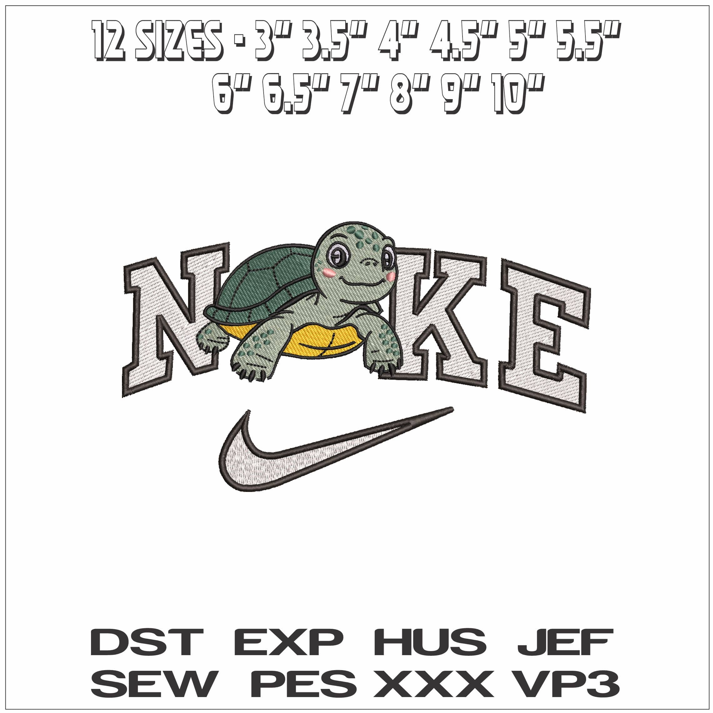 Nike Baby turtle - Elegant embroidery design file - instant download — view 2