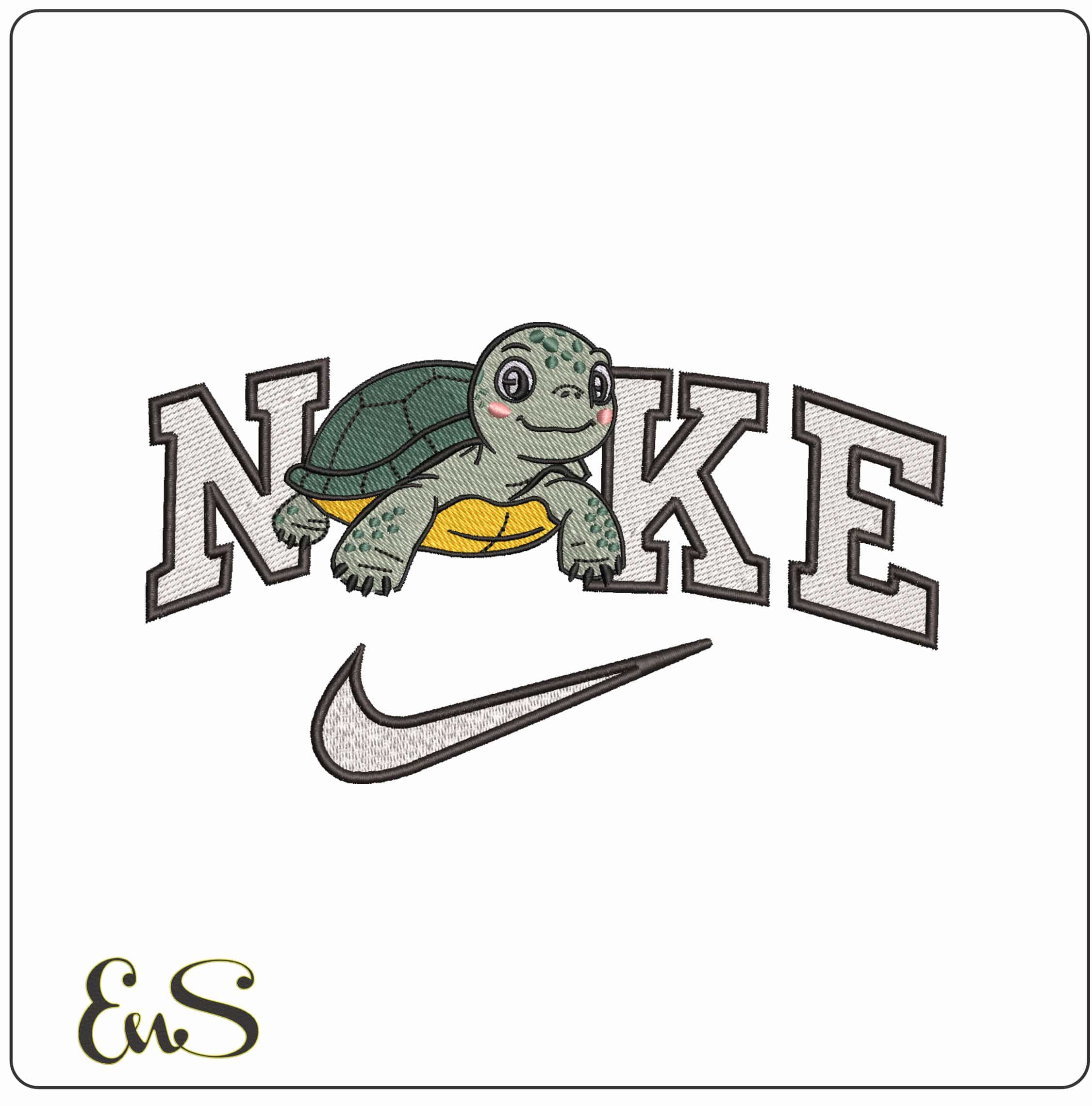 Nike Baby turtle - Elegant embroidery design file - instant download