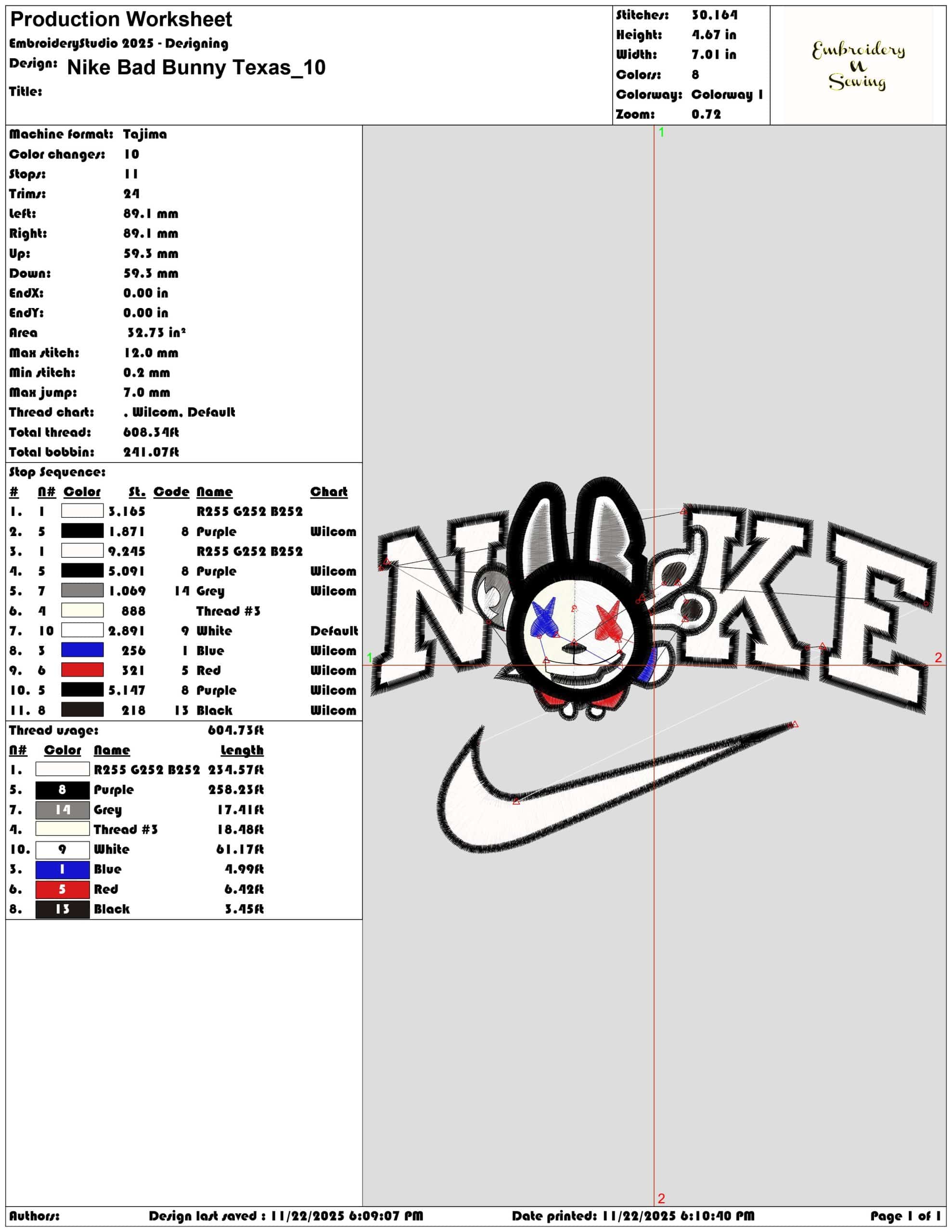 Nike Bad Bunny Texas- Elegant embroidery design file - instant download — view 3