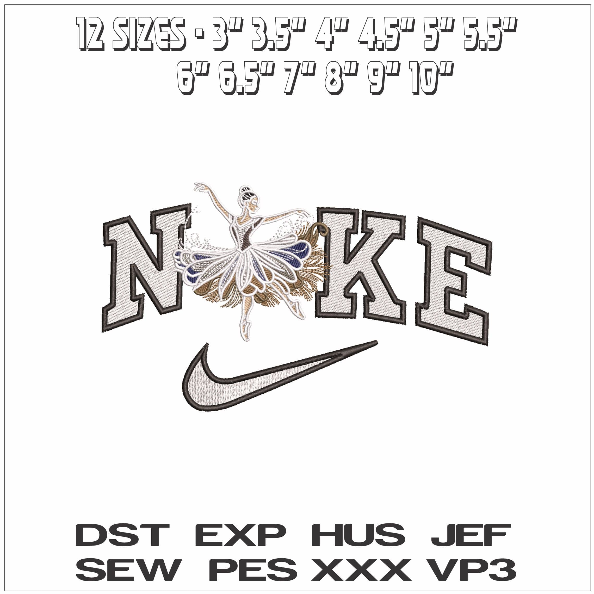 Nike Ballet Dancer - Elegant embroidery design file - instant download — view 2