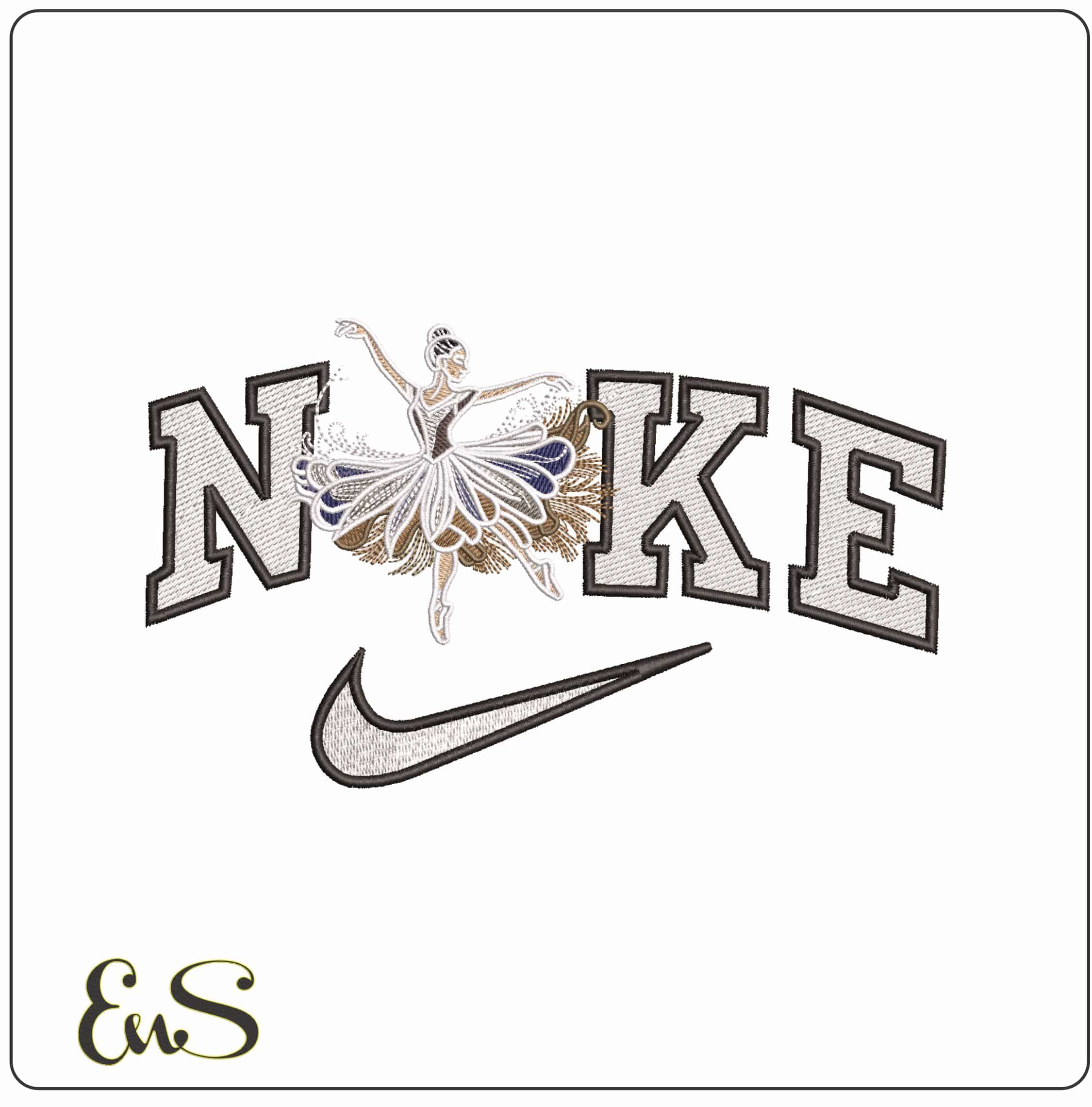 Nike Ballet Dancer - Elegant embroidery design file - instant download