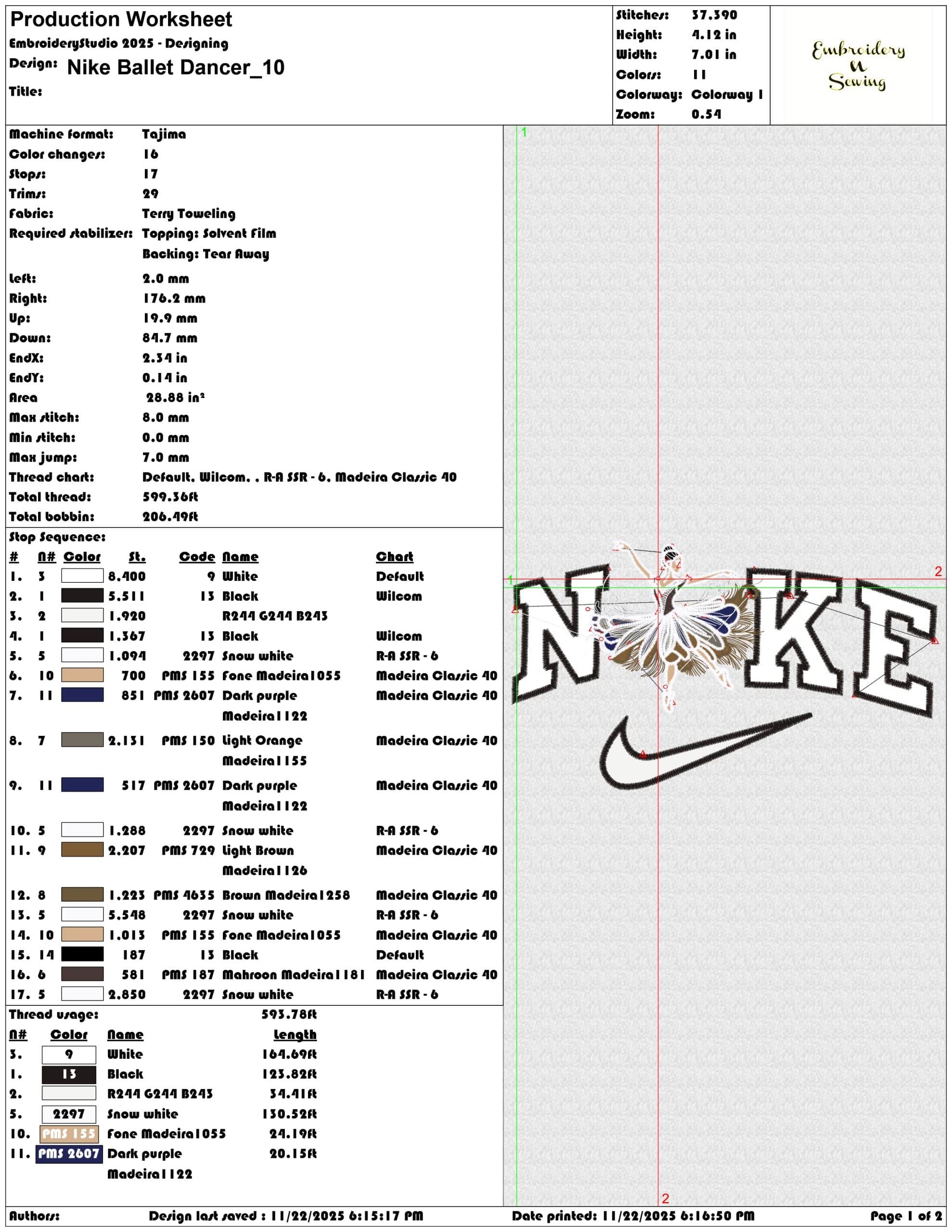 Nike Ballet Dancer - Elegant embroidery design file - instant download — view 3