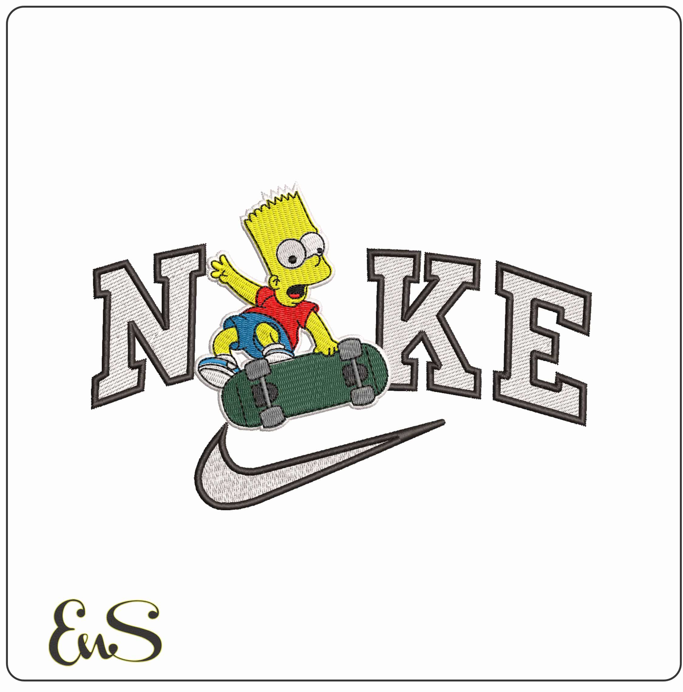 Nike Bart Simpson Skateboard The Simpsons - Elegant embroidery design file - instant download