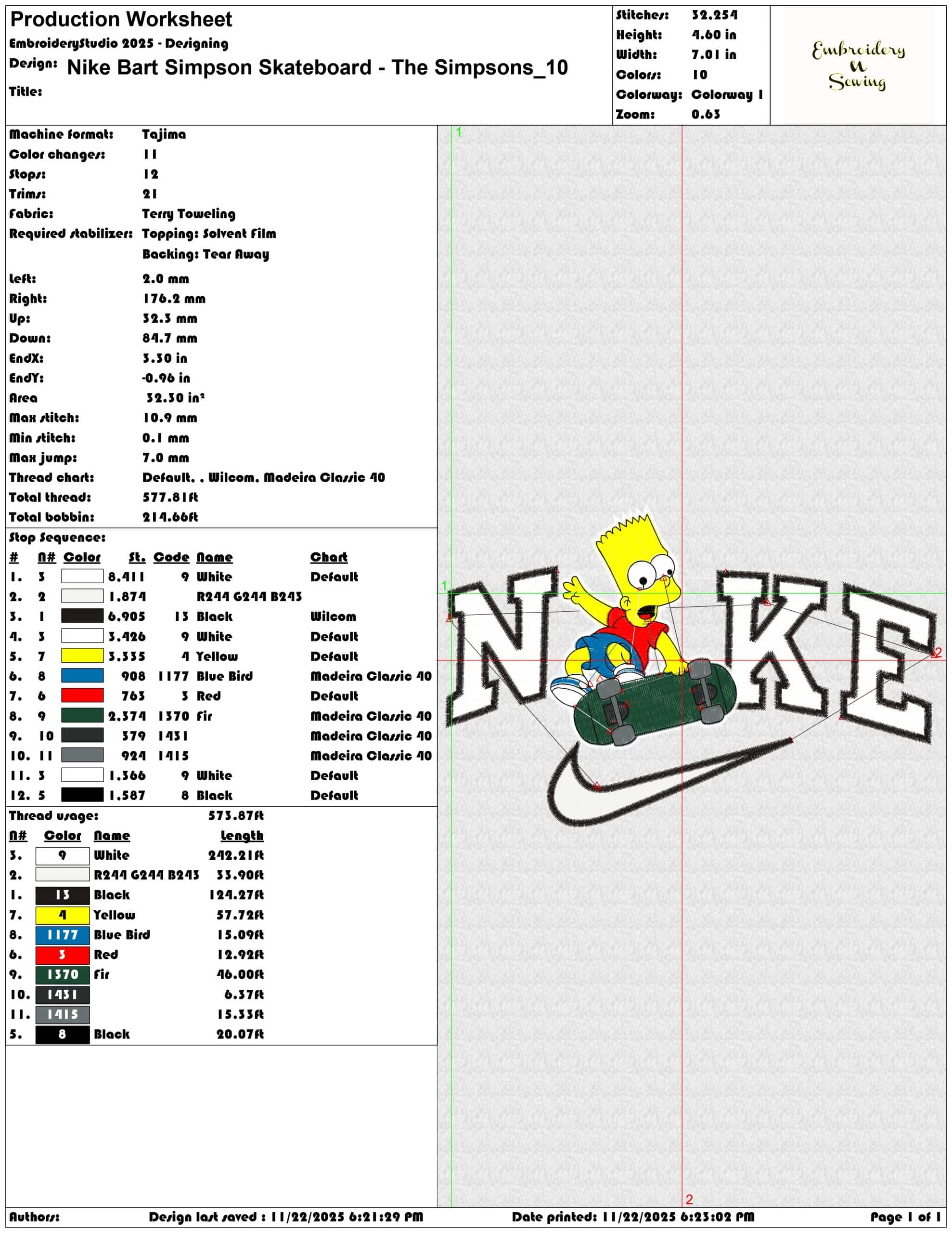 Nike Bart Simpson Skateboard The Simpsons - Elegant embroidery design file - instant download — view 3