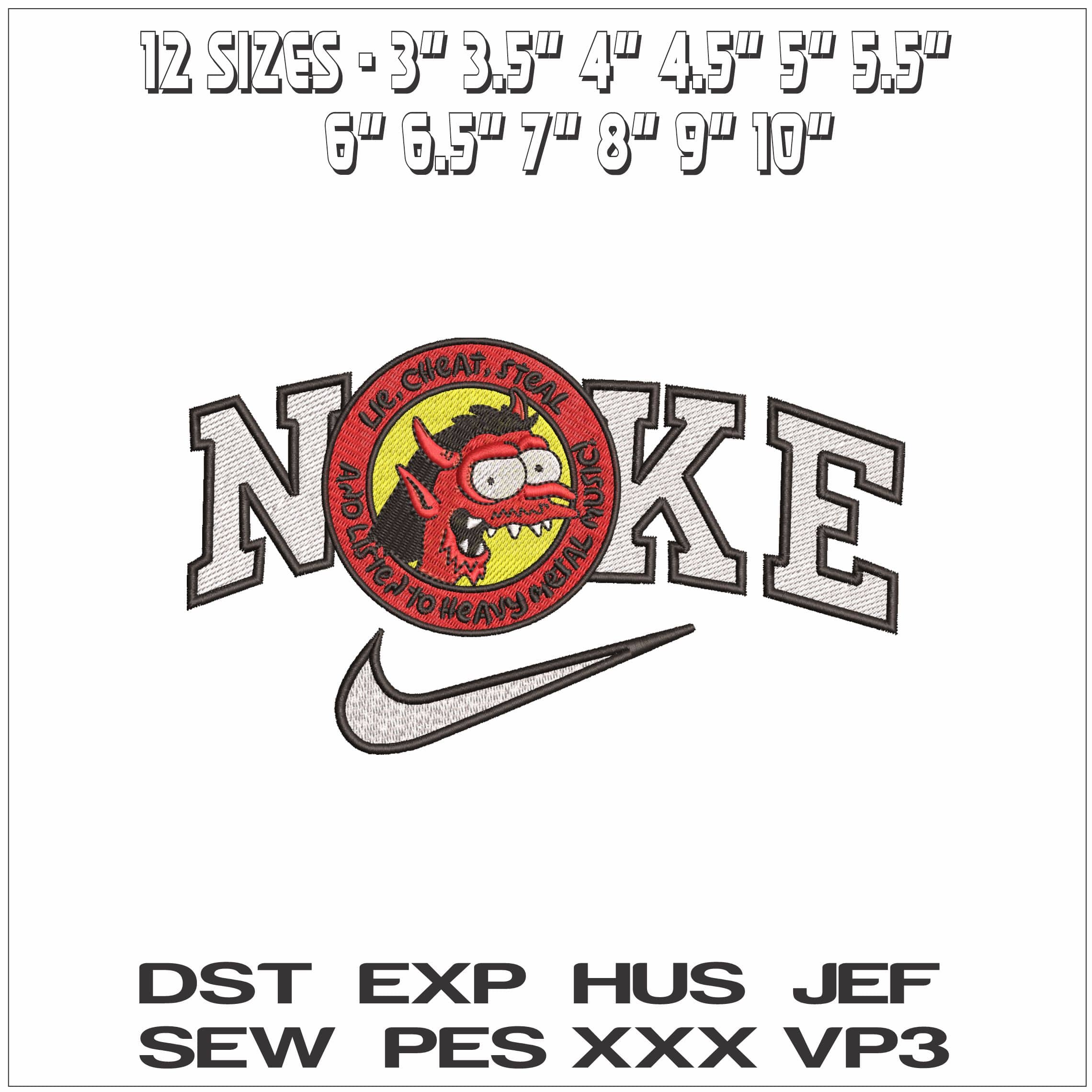 Nike Bartman Simpson Heavy Metal The Simpsons - Elegant embroidery design file - instant download — view 2