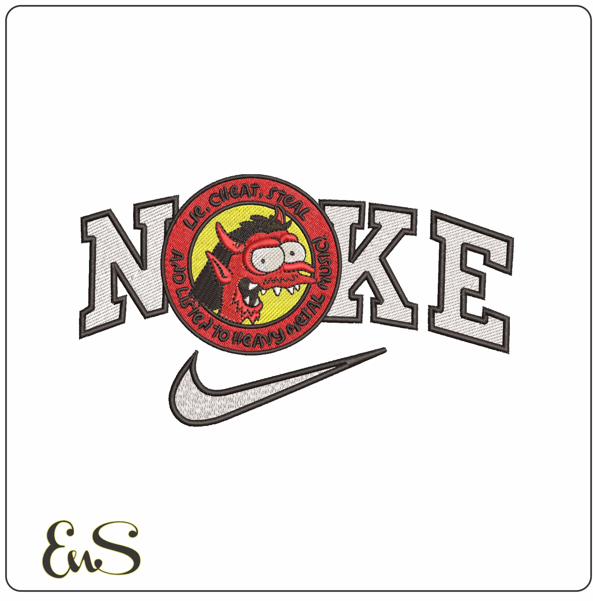 Nike Bartman Simpson Heavy Metal The Simpsons - Elegant embroidery design file - instant download