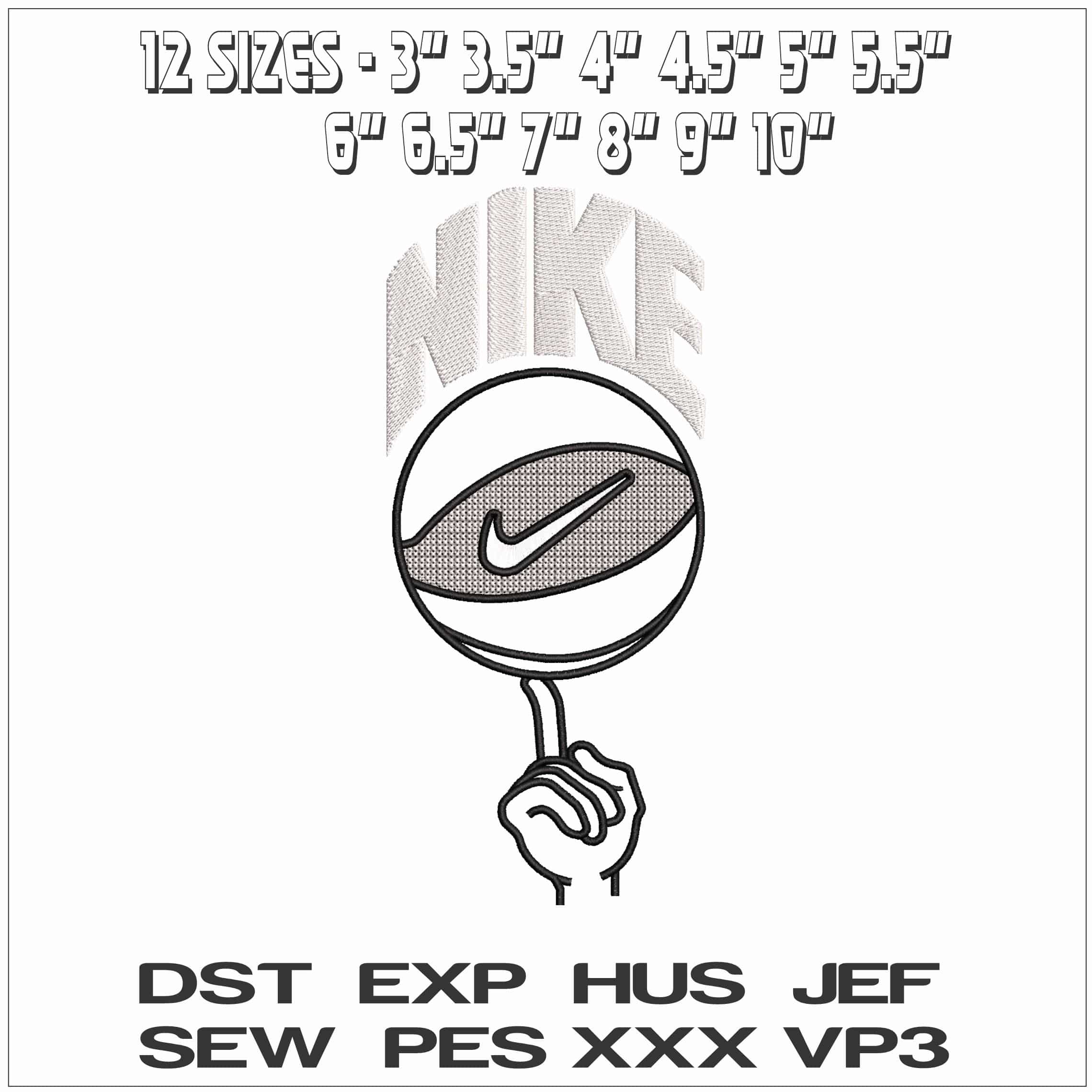 Nike Basket Ball - Elegant embroidery design file - instant download — view 2