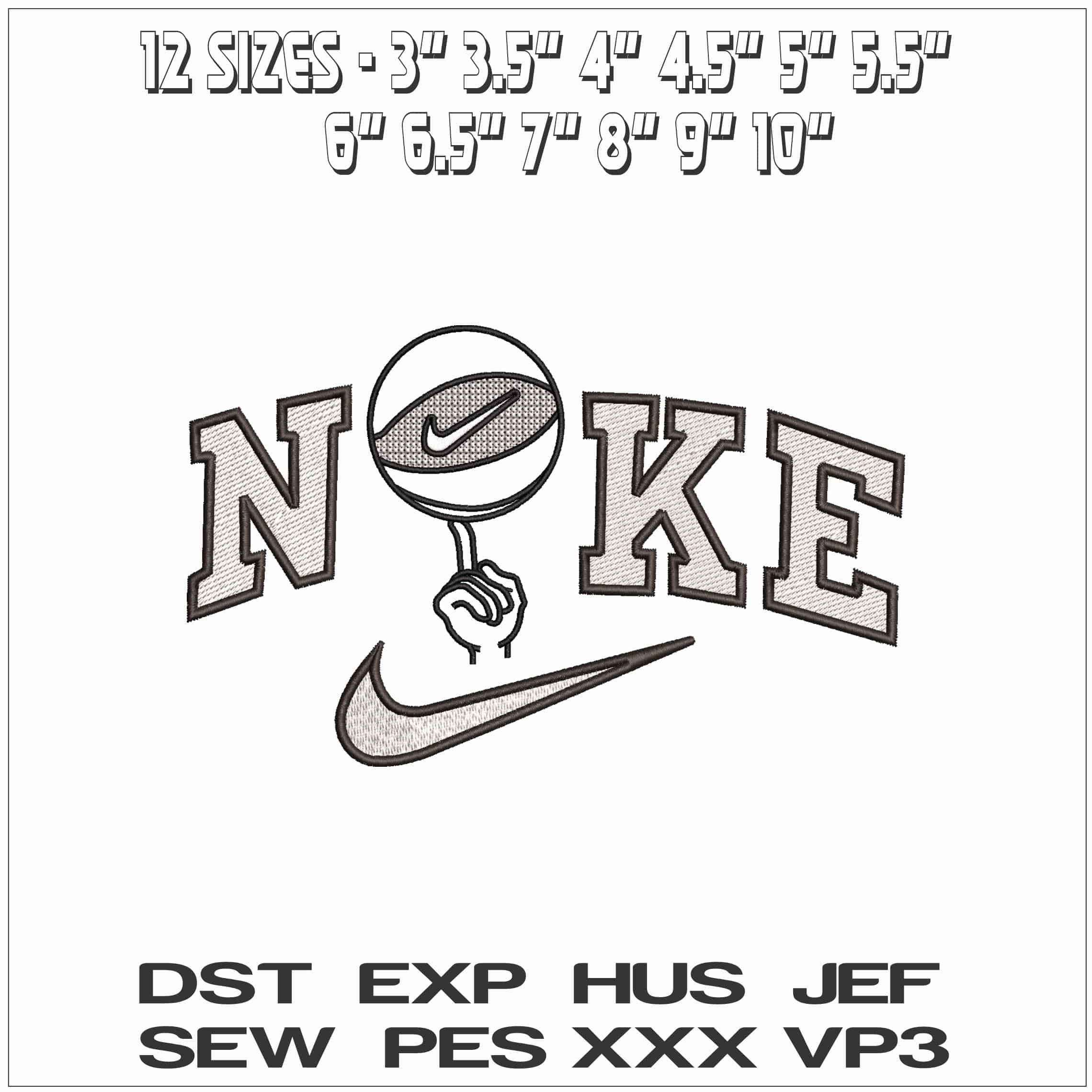 Nike Basket Ball Logo on Finger - Elegant embroidery design file - instant download — view 2