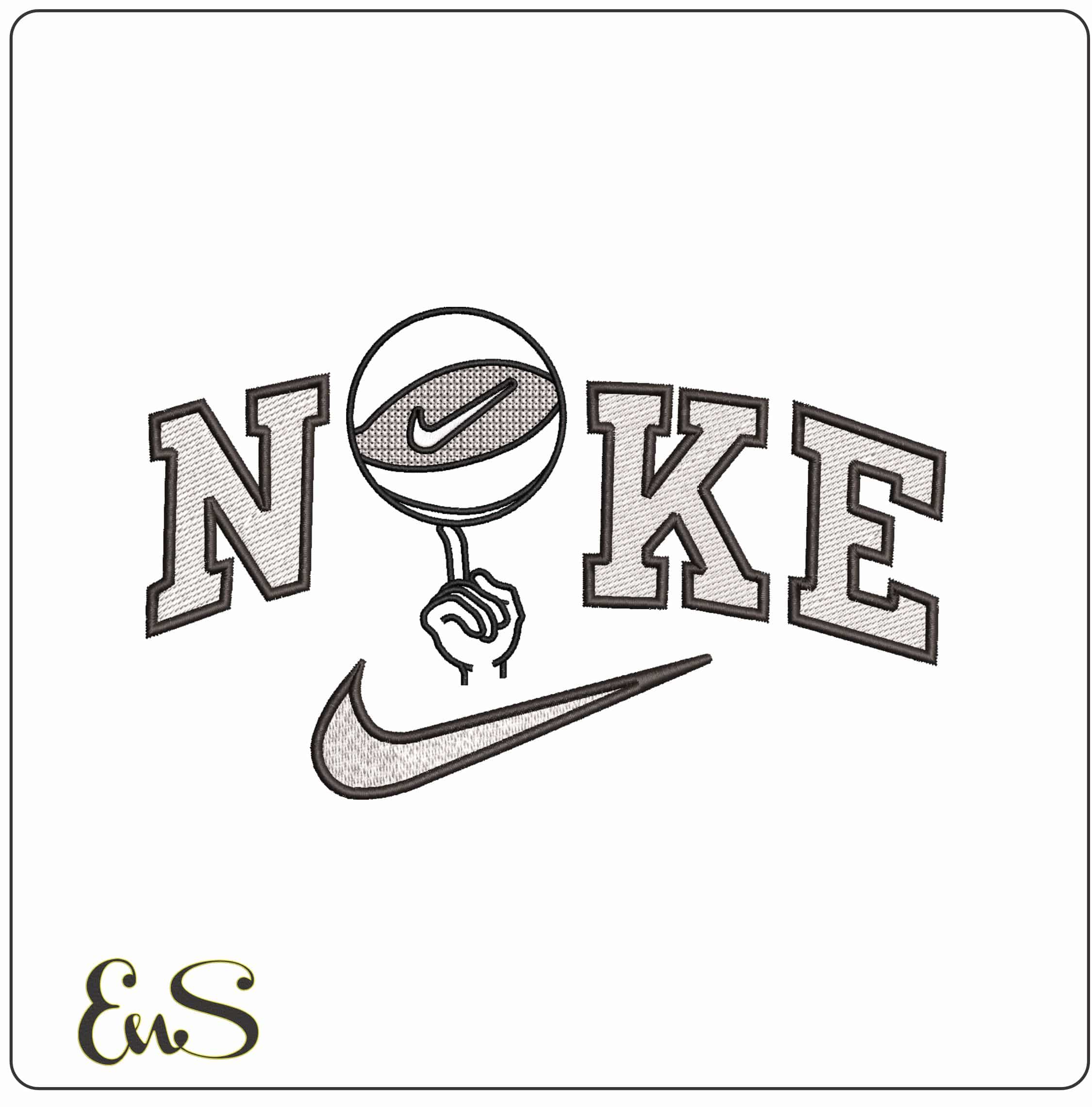 Nike Basket Ball Logo on Finger - Elegant embroidery design file - instant download