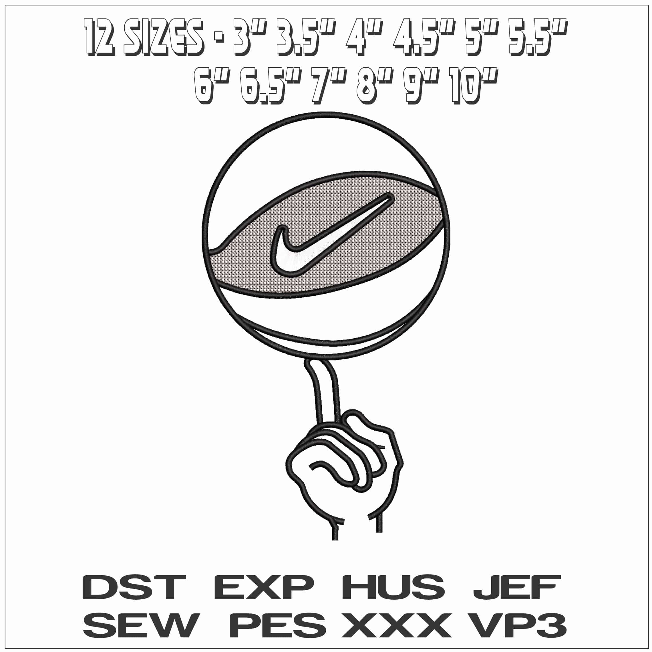 Nike Basket Ball on Finger - Elegant embroidery design file - instant download — view 2