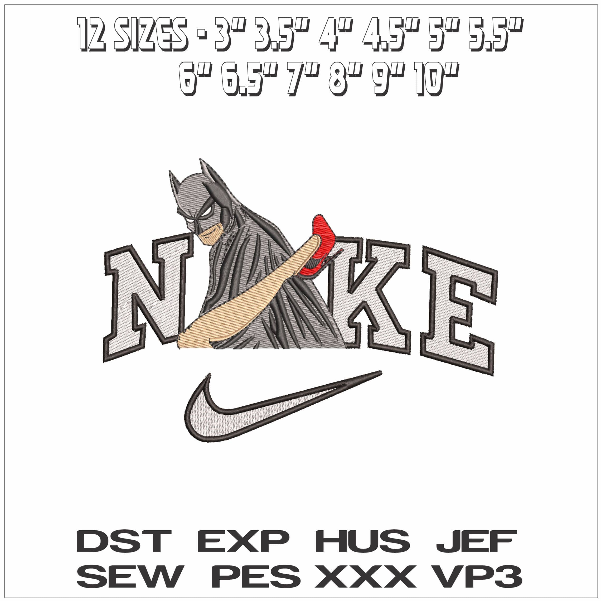 Nike Batman Rescuing a Lady - Elegant embroidery design file - instant download — view 2