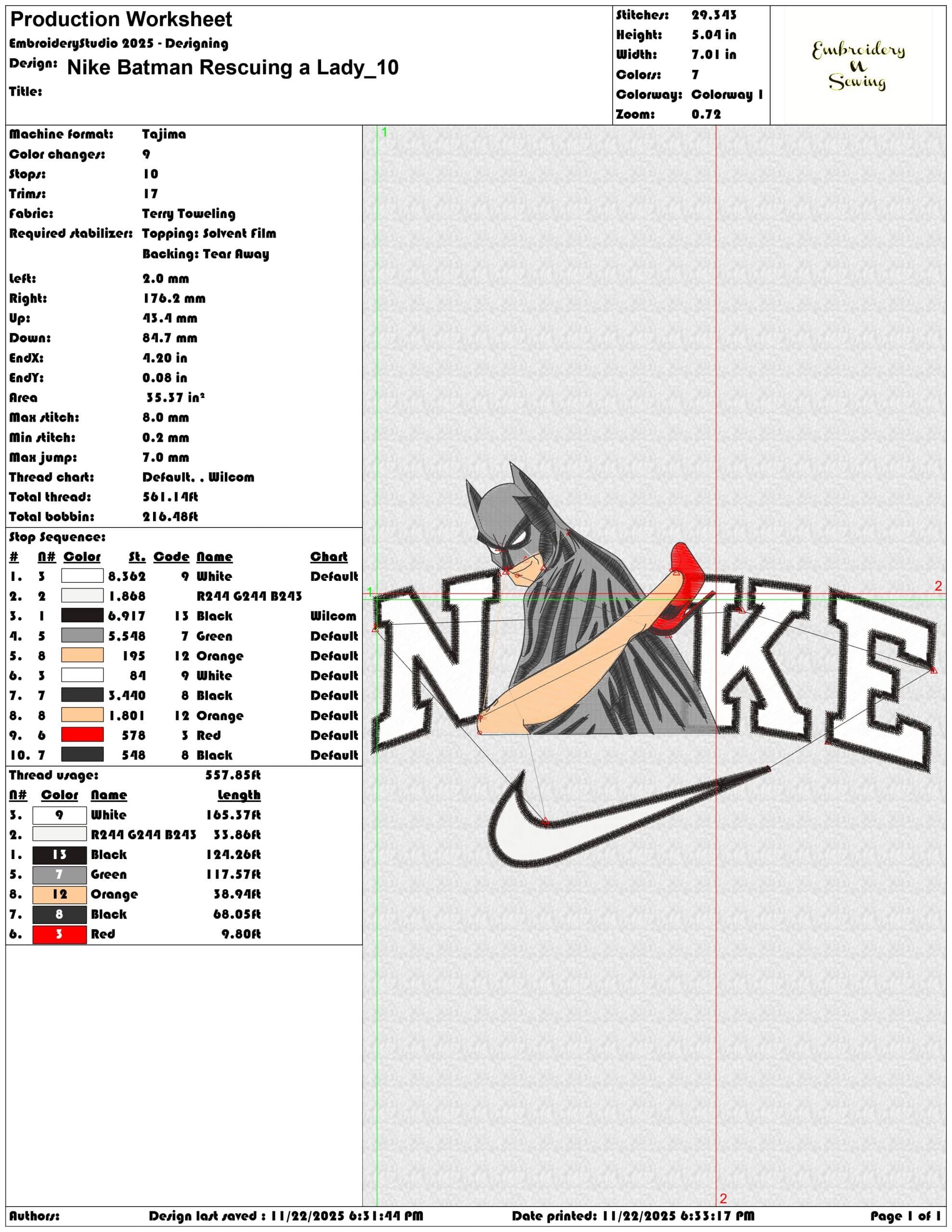 Nike Batman Rescuing a Lady - Elegant embroidery design file - instant download — view 3