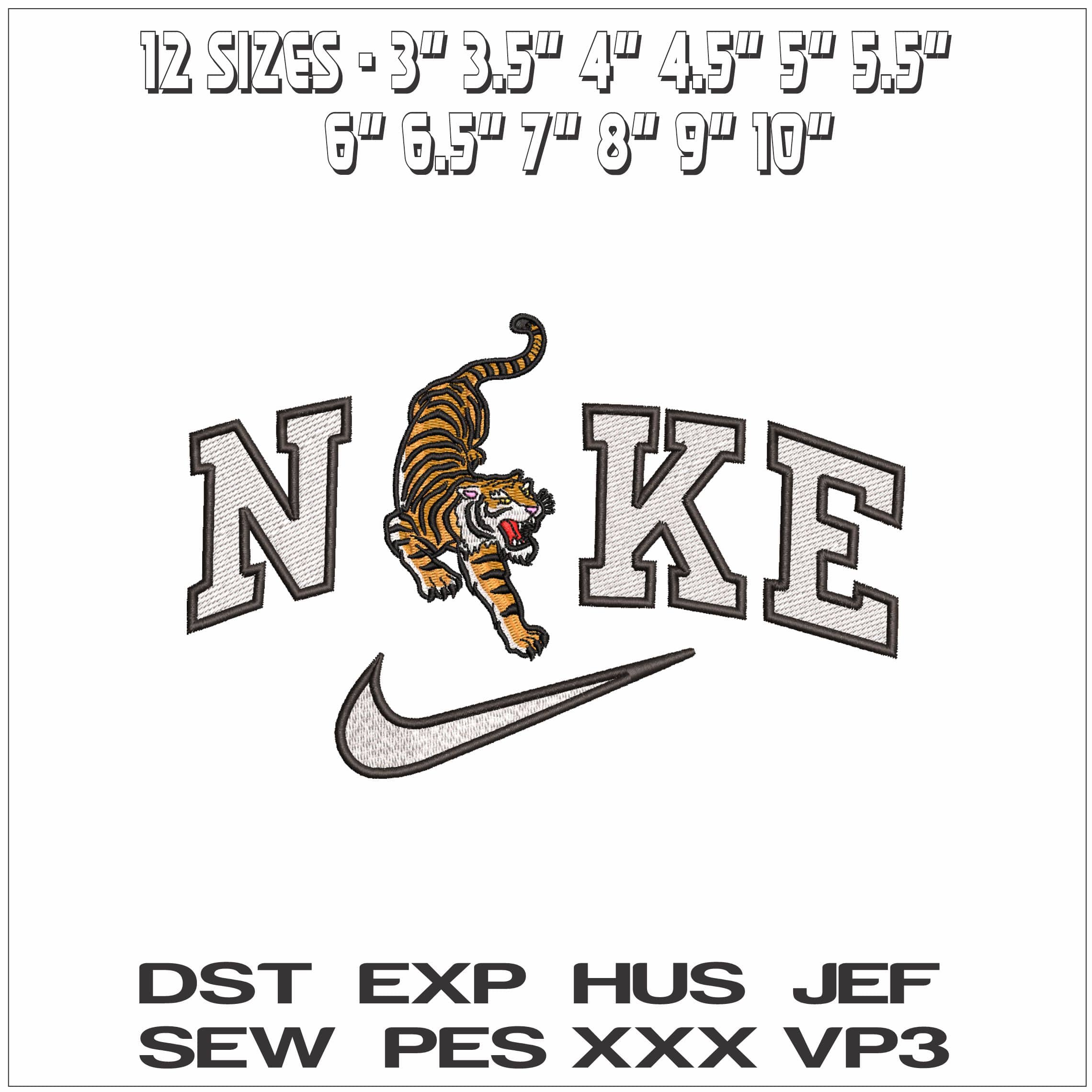 Nike Bengal Tiger - Elegant embroidery design file - instant download — view 2