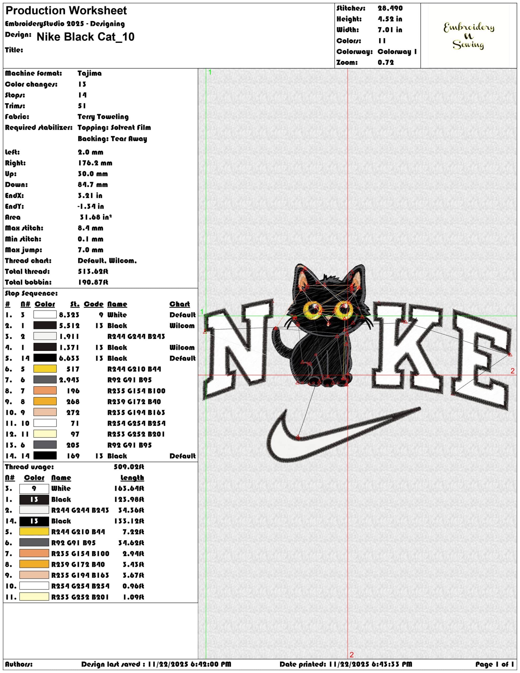 Nike Black Cat - Elegant embroidery design file - instant download — view 3