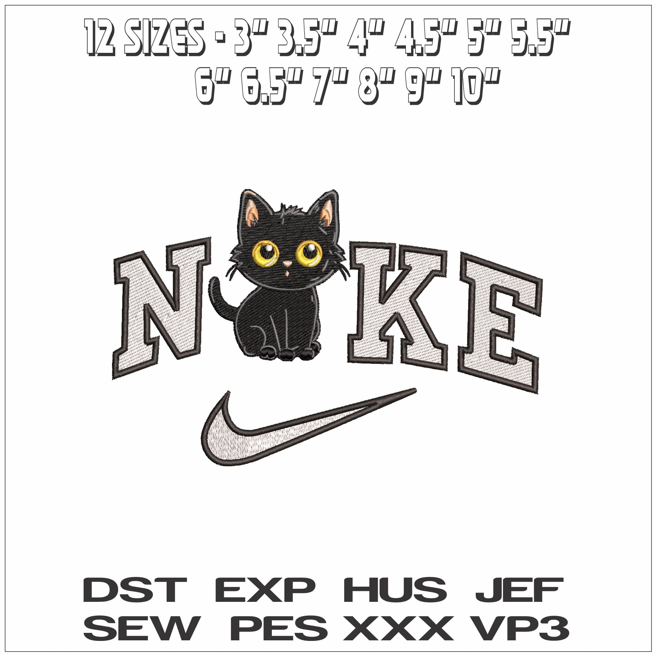 Nike Black Cat - Elegant embroidery design file - instant download — view 2