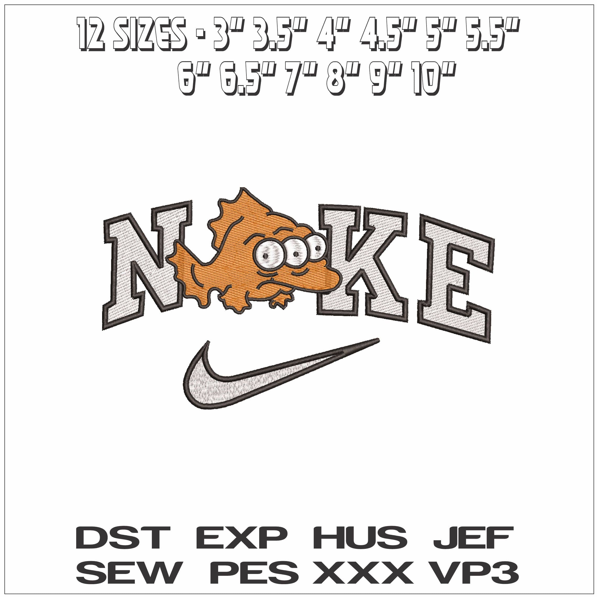 Nike Blinky 3 eyed fish The Simpsons - Elegant embroidery design file - instant download — view 2