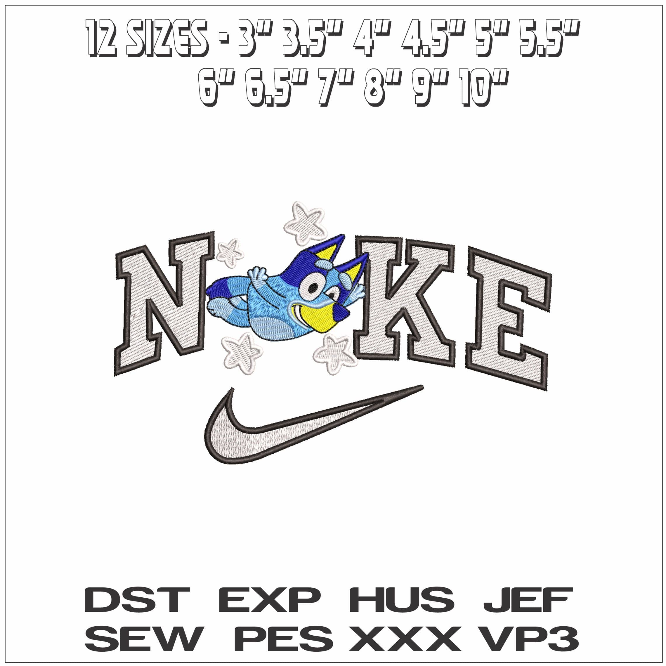 Nike Bluey Flying - Elegant embroidery design file - instant download — view 2
