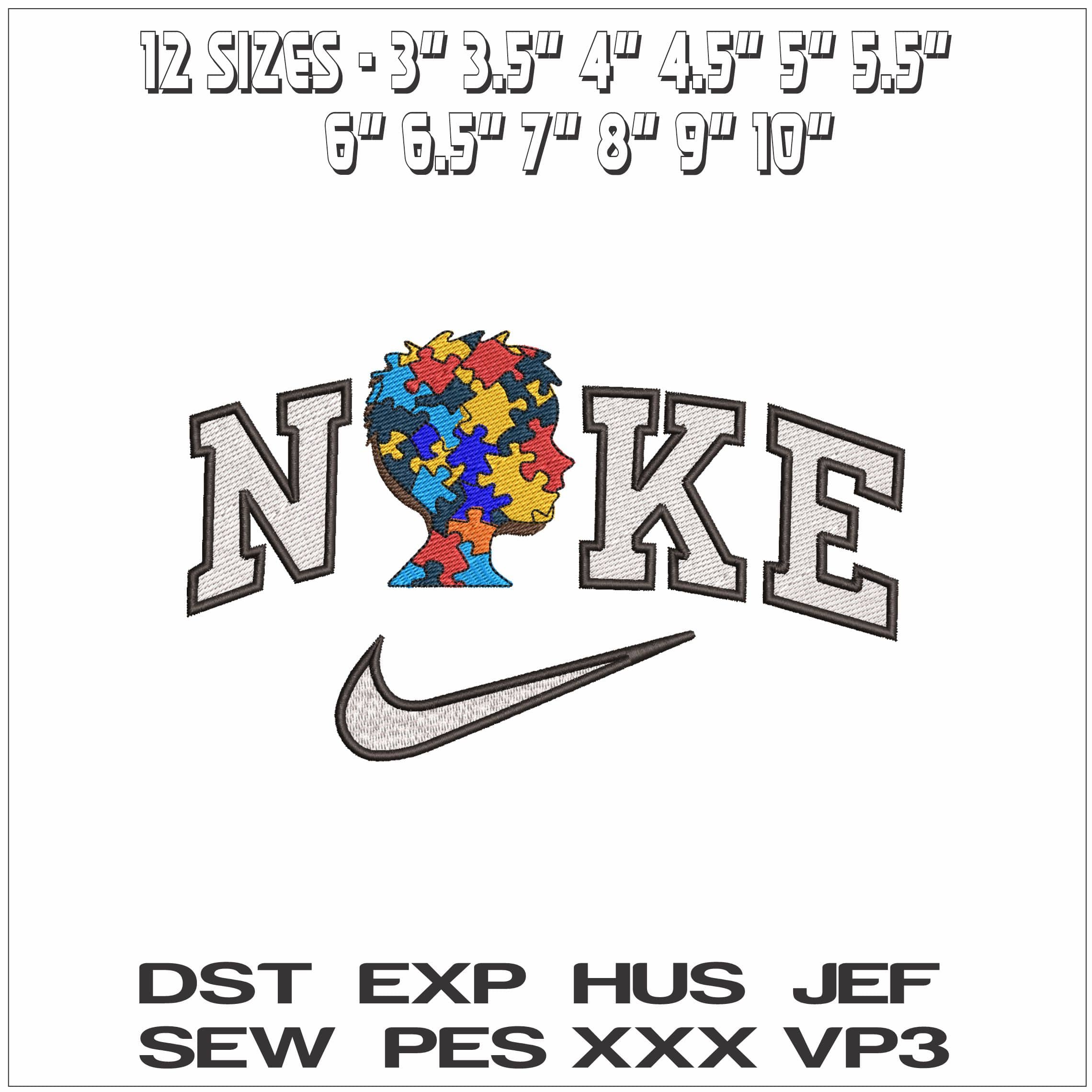 Nike Boys Head Jigsaw - Elegant embroidery design file - instant downloa — view 2