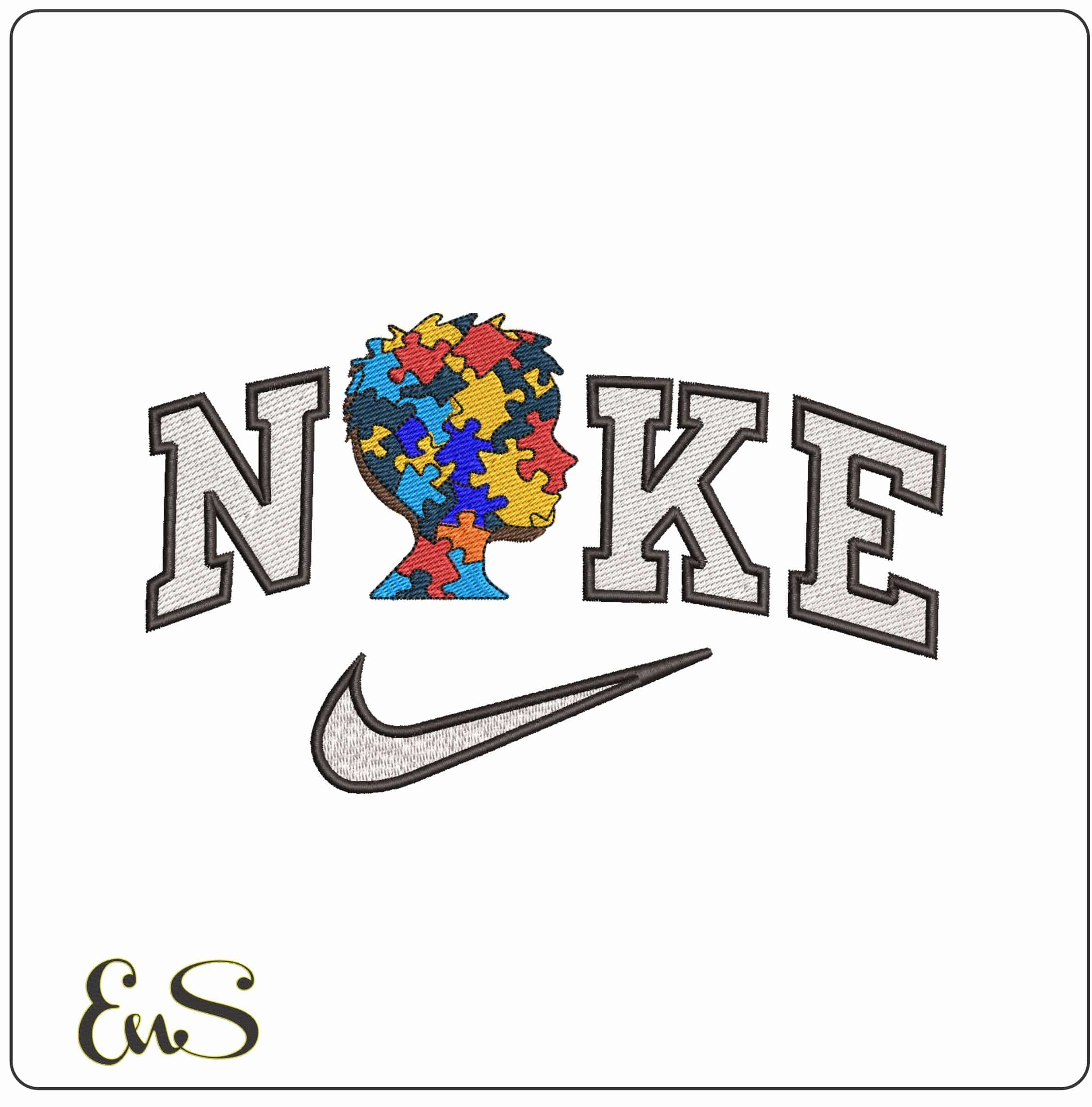 Nike Boys Head Jigsaw - Elegant embroidery design file - instant downloa