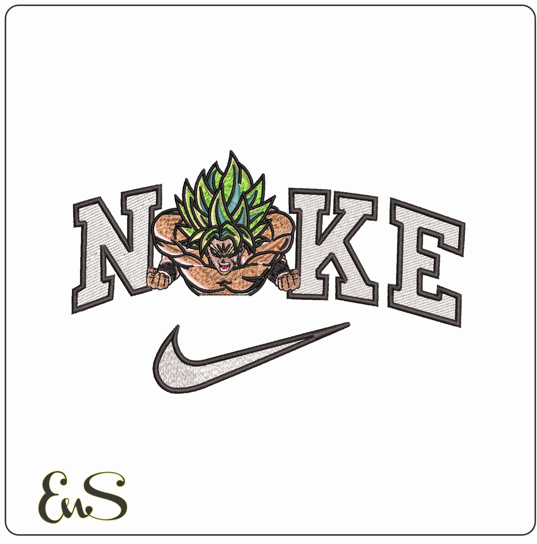 Nike Broly ready to Punch Dragon Ball Anime - Elegant embroidery design file - instant download