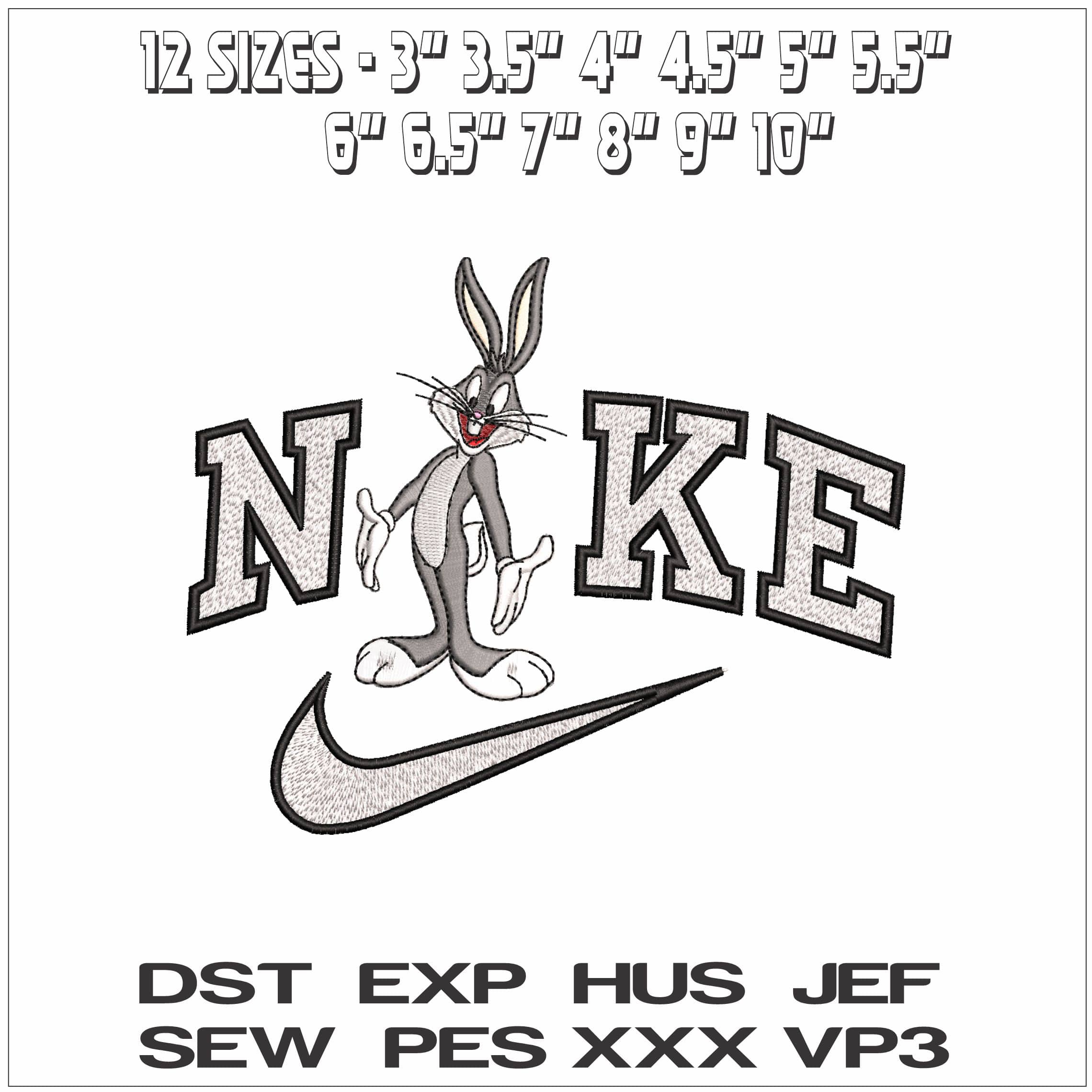 Nike Buggs Bunny Looney Tunes - Elegant embroidery design file - instant download — view 2