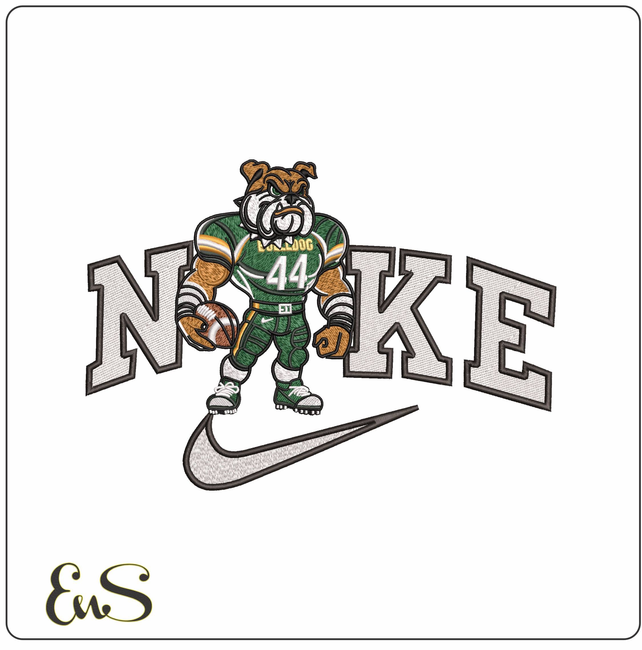 Nike Bulldog Football - Elegant embroidery design file - instant download