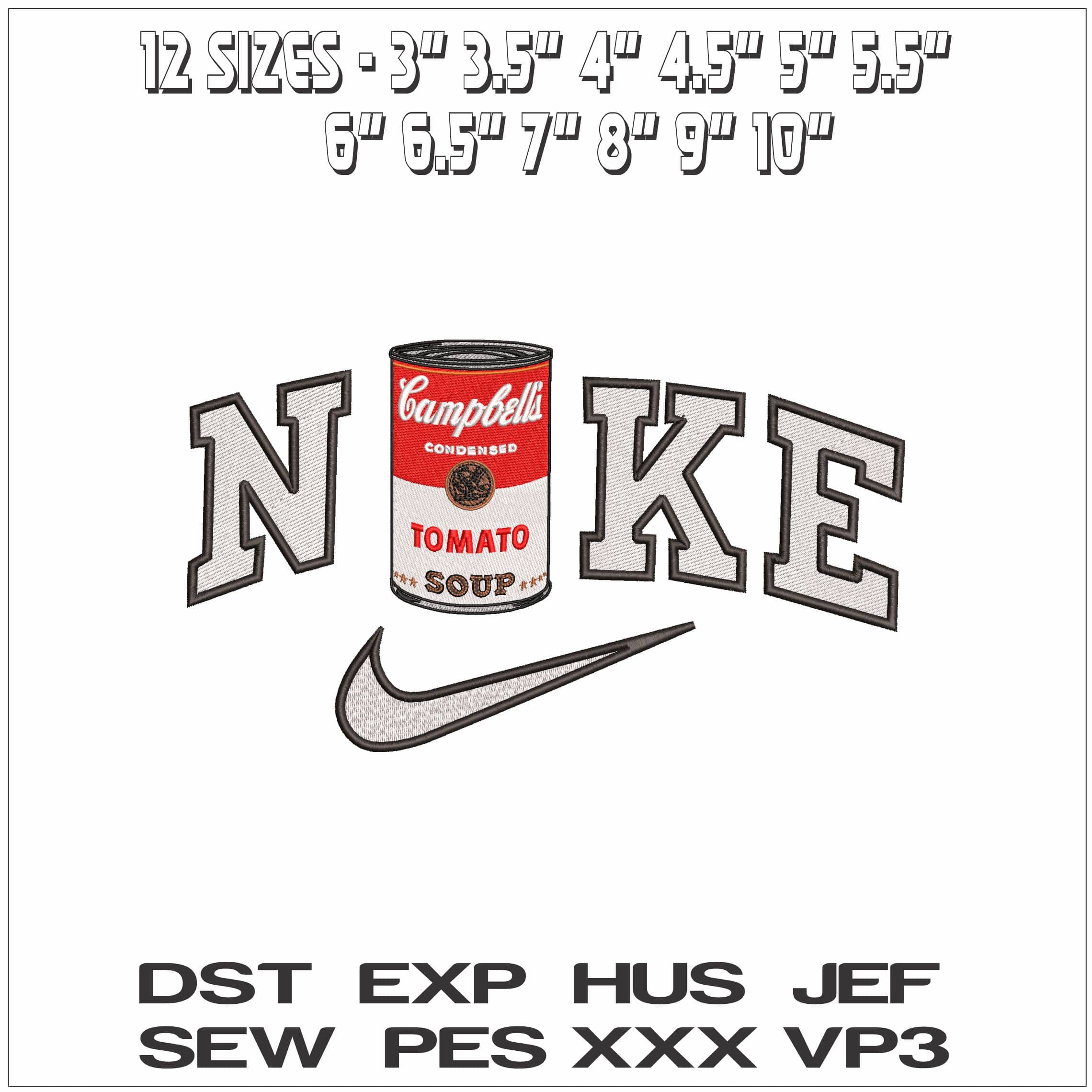 Nike Campbells Tomato Soup - Elegant embroidery design file - instant download — view 2