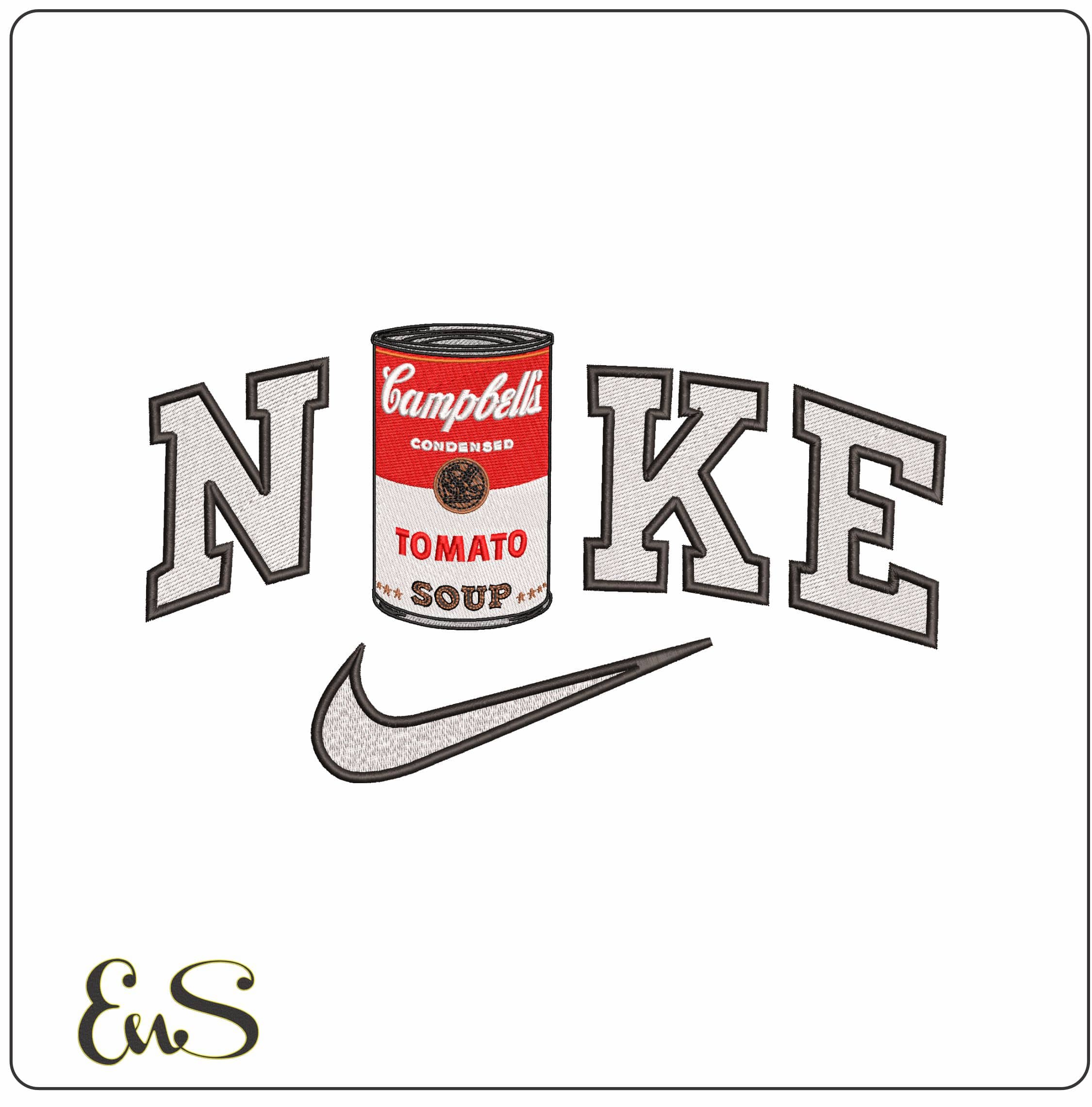 Nike Campbells Tomato Soup - Elegant embroidery design file - instant download