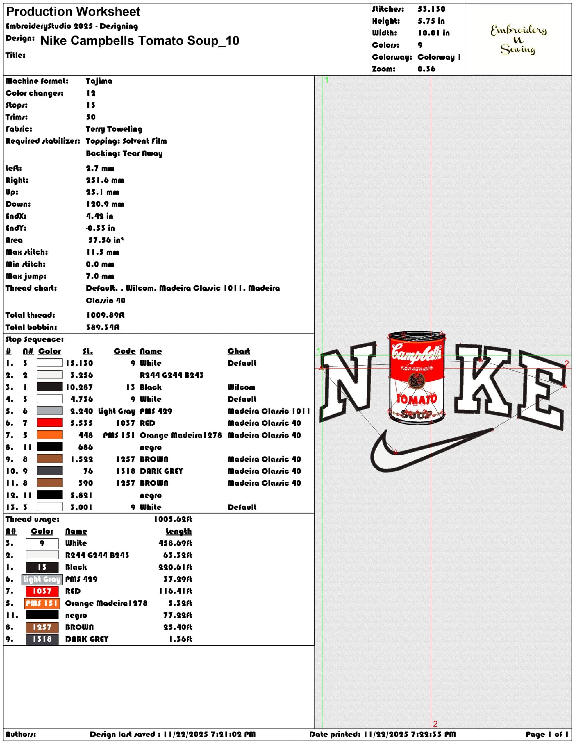 Nike Campbells Tomato Soup - Elegant embroidery design file - instant download — view 3