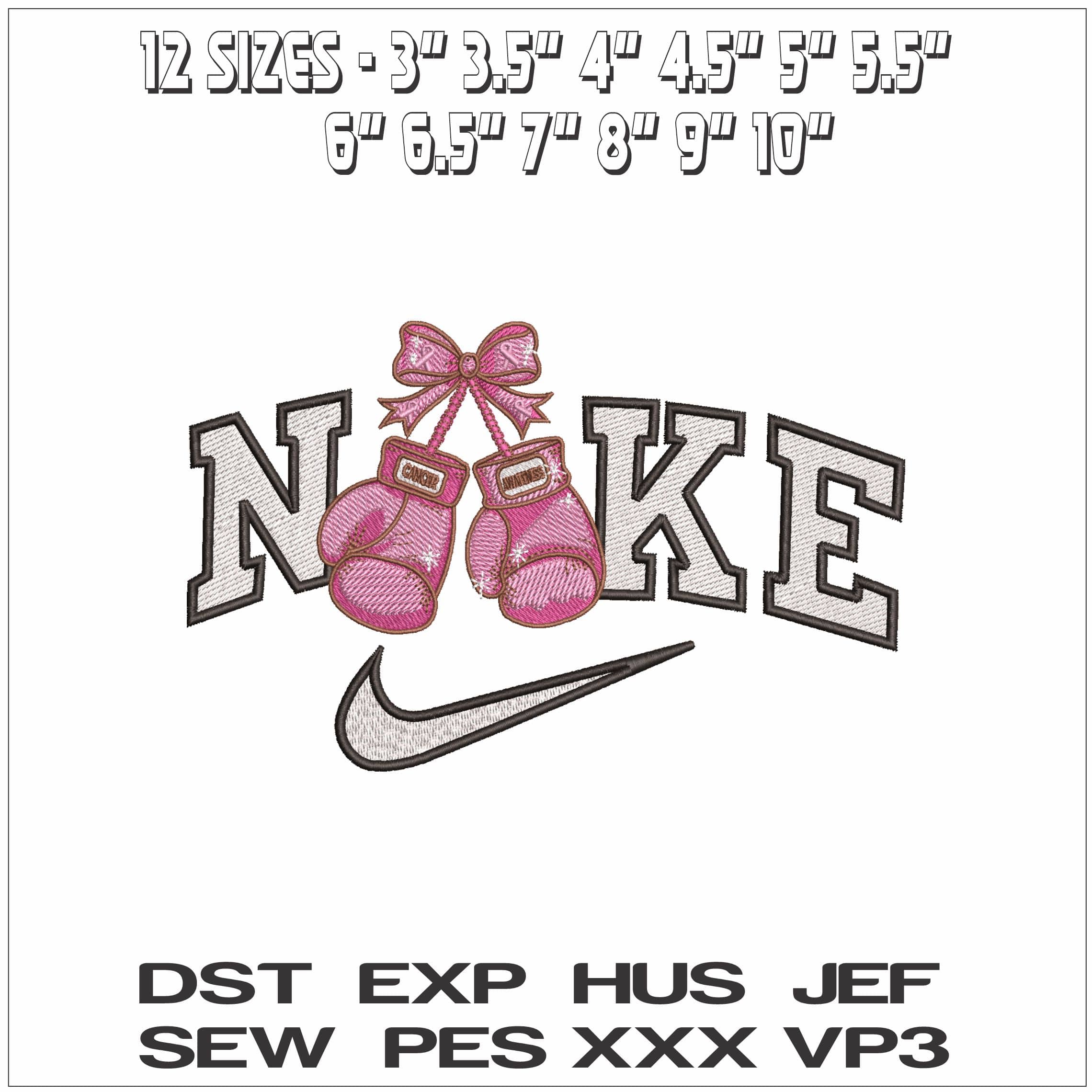 Nike Cancer Awareness Boxing Gloves - Elegant embroidery design file - instant download — view 2
