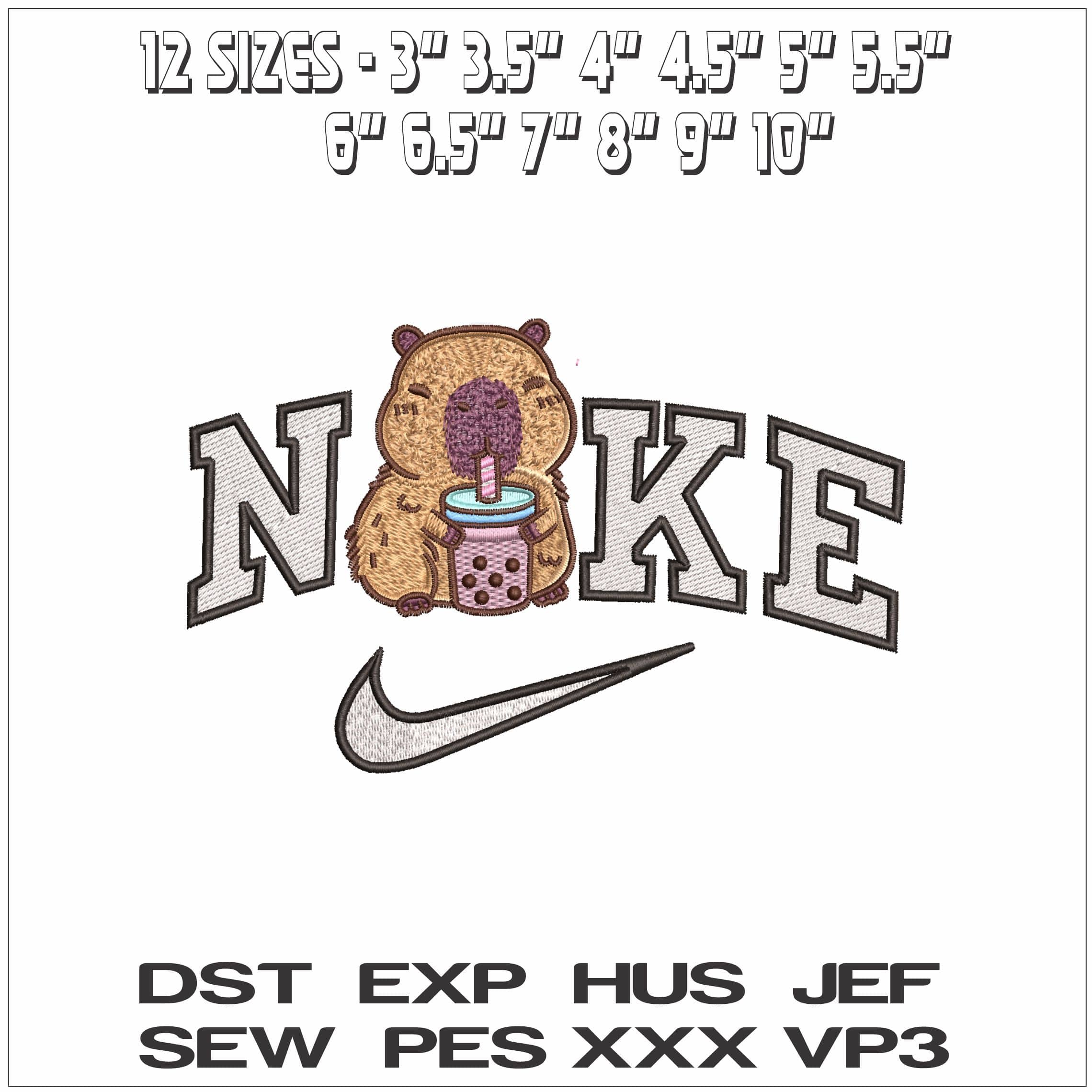 Nike Capibara drinking - Elegant embroidery design file - instant download — view 2