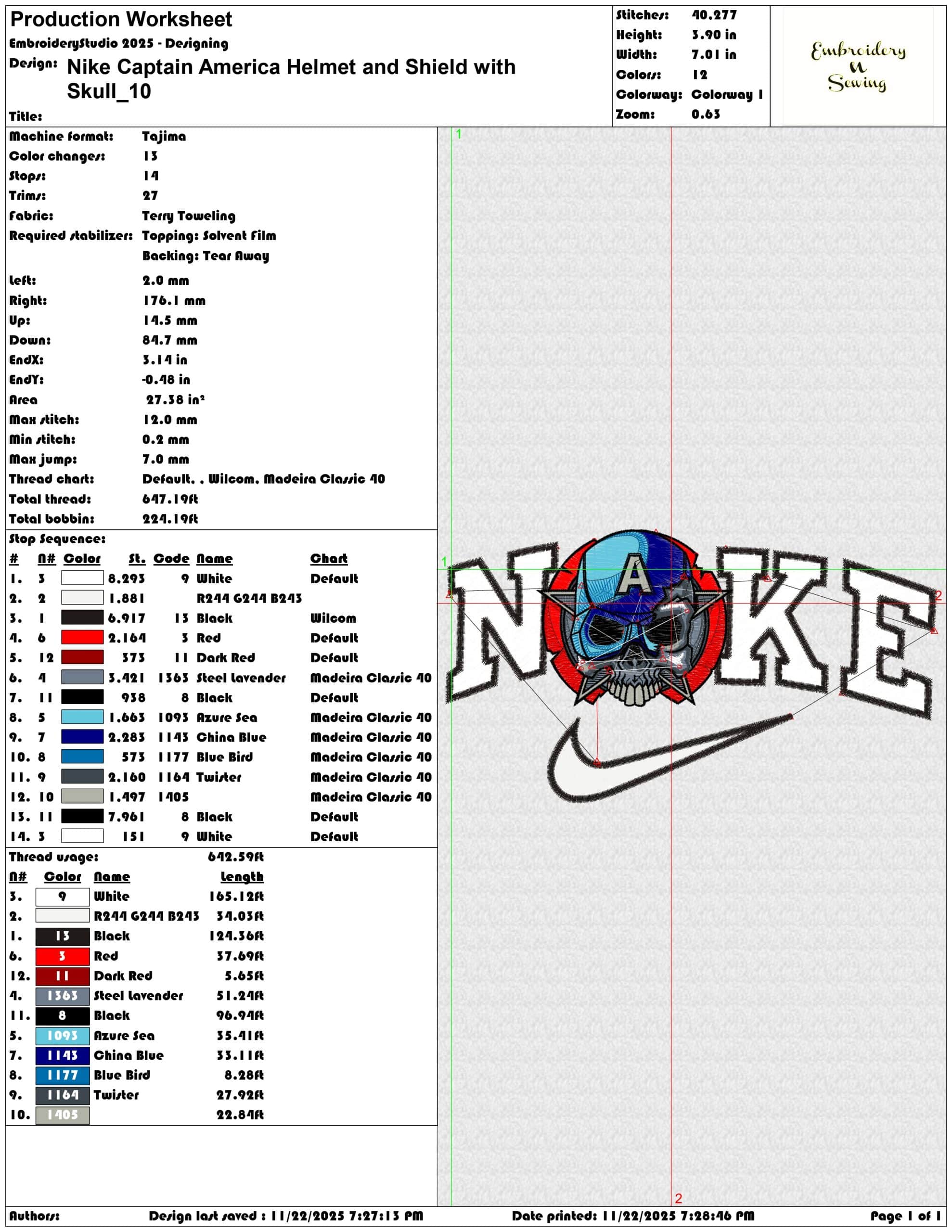 Nike Captain America Helmet and Shield with Skull - Elegant embroidery design file - instant download — view 3