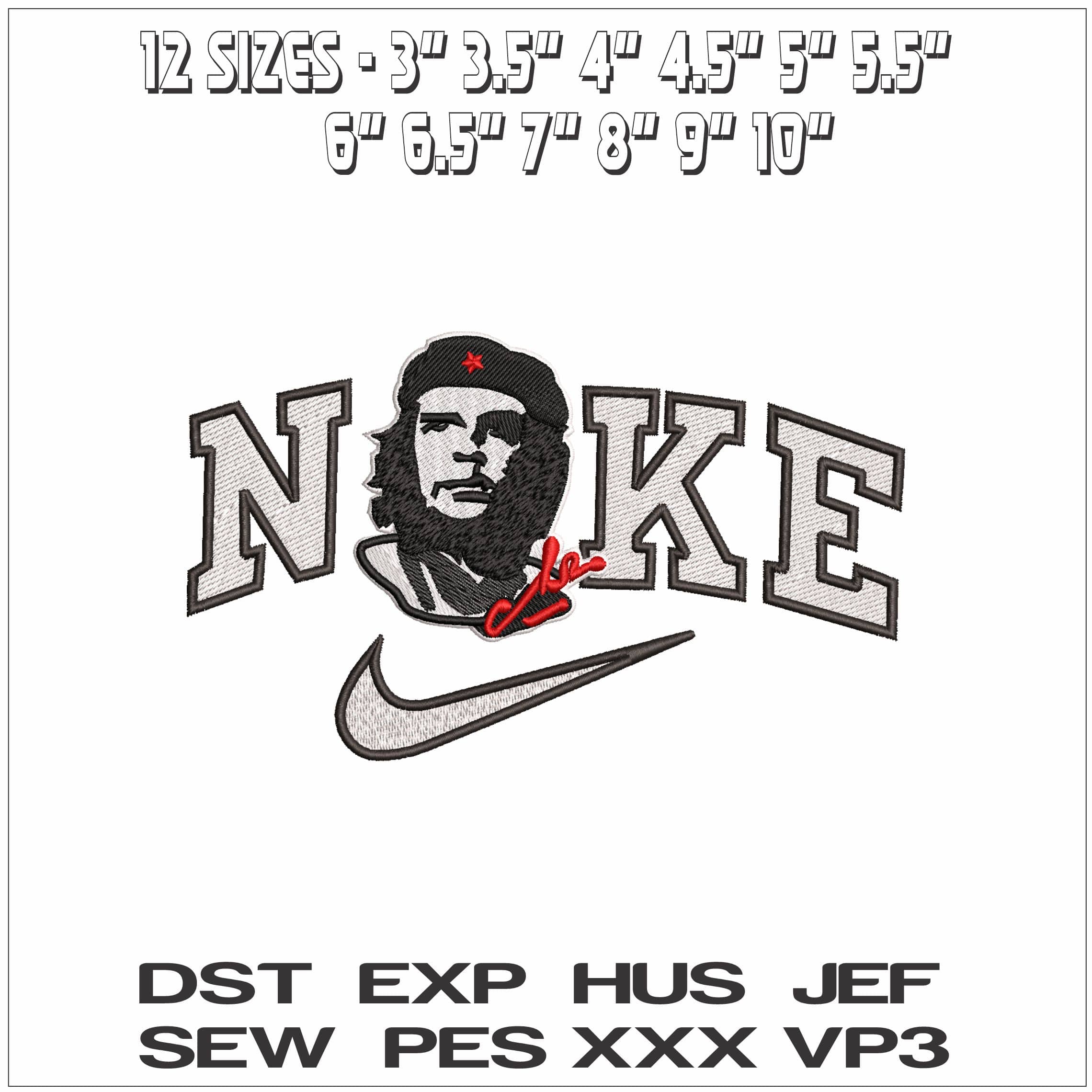 Nike Cha Gavara with signature - Elegant embroidery design file - instant download — view 2