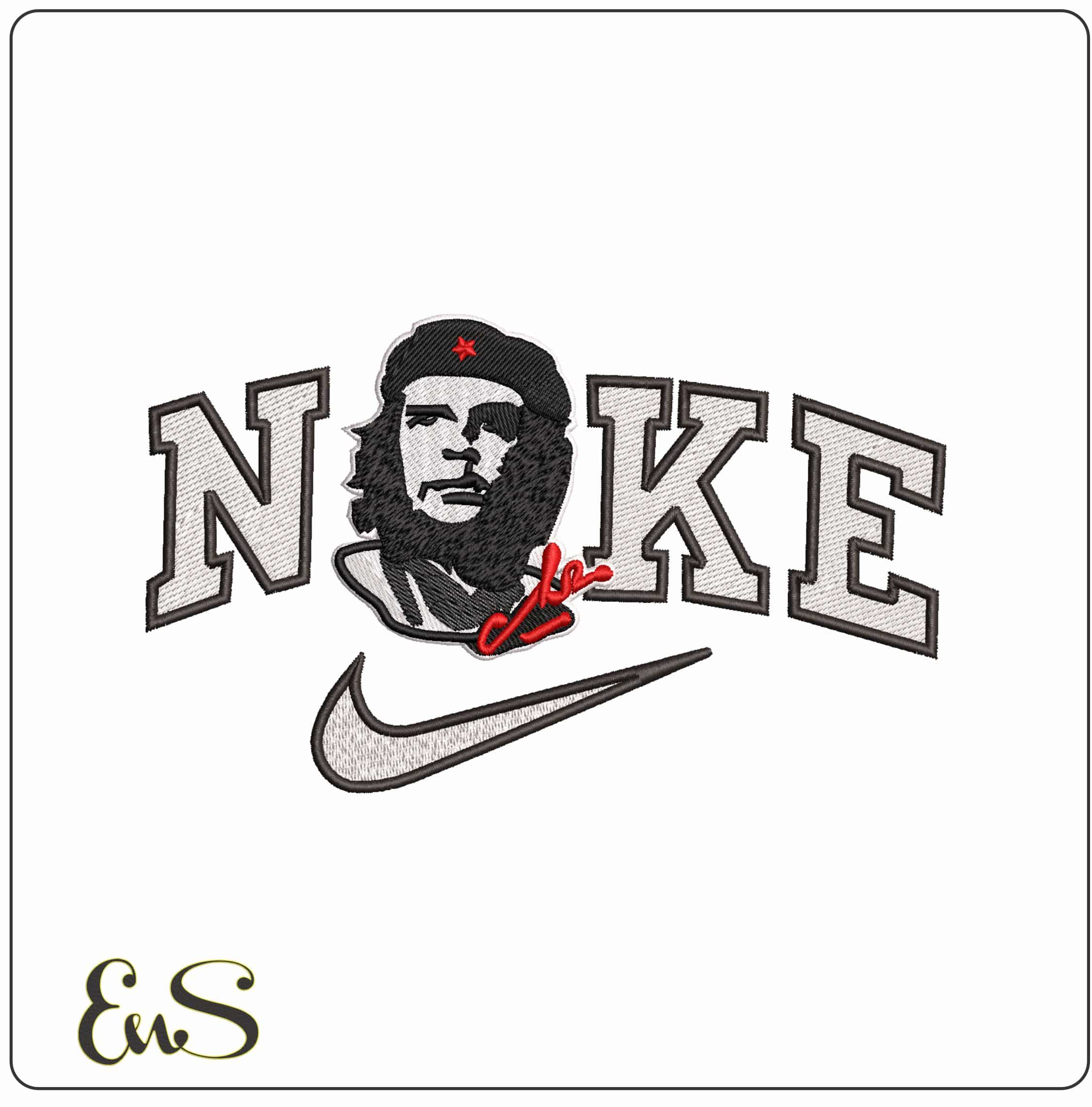 Nike Cha Gavara with signature - Elegant embroidery design file - instant download
