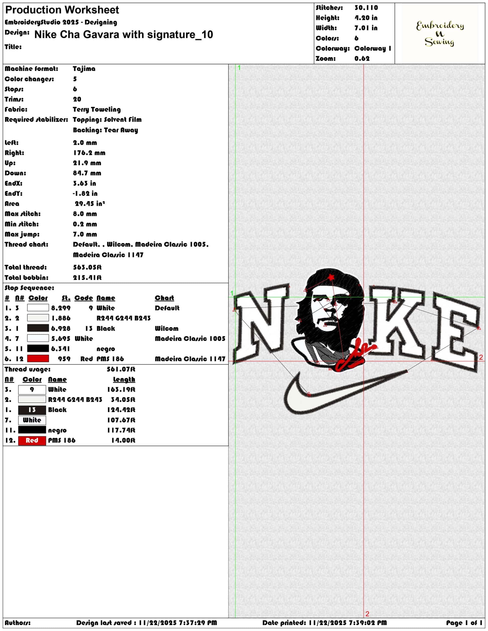 Nike Cha Gavara with signature - Elegant embroidery design file - instant download — view 3
