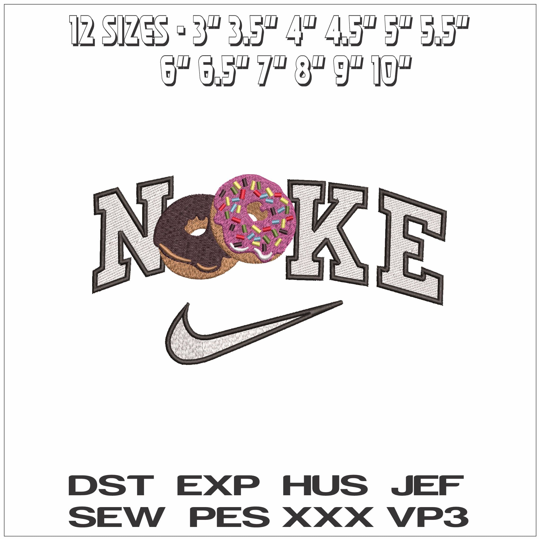 Nike Chocolate and Sprinkles Donut - Elegant embroidery design file - instant download — view 2