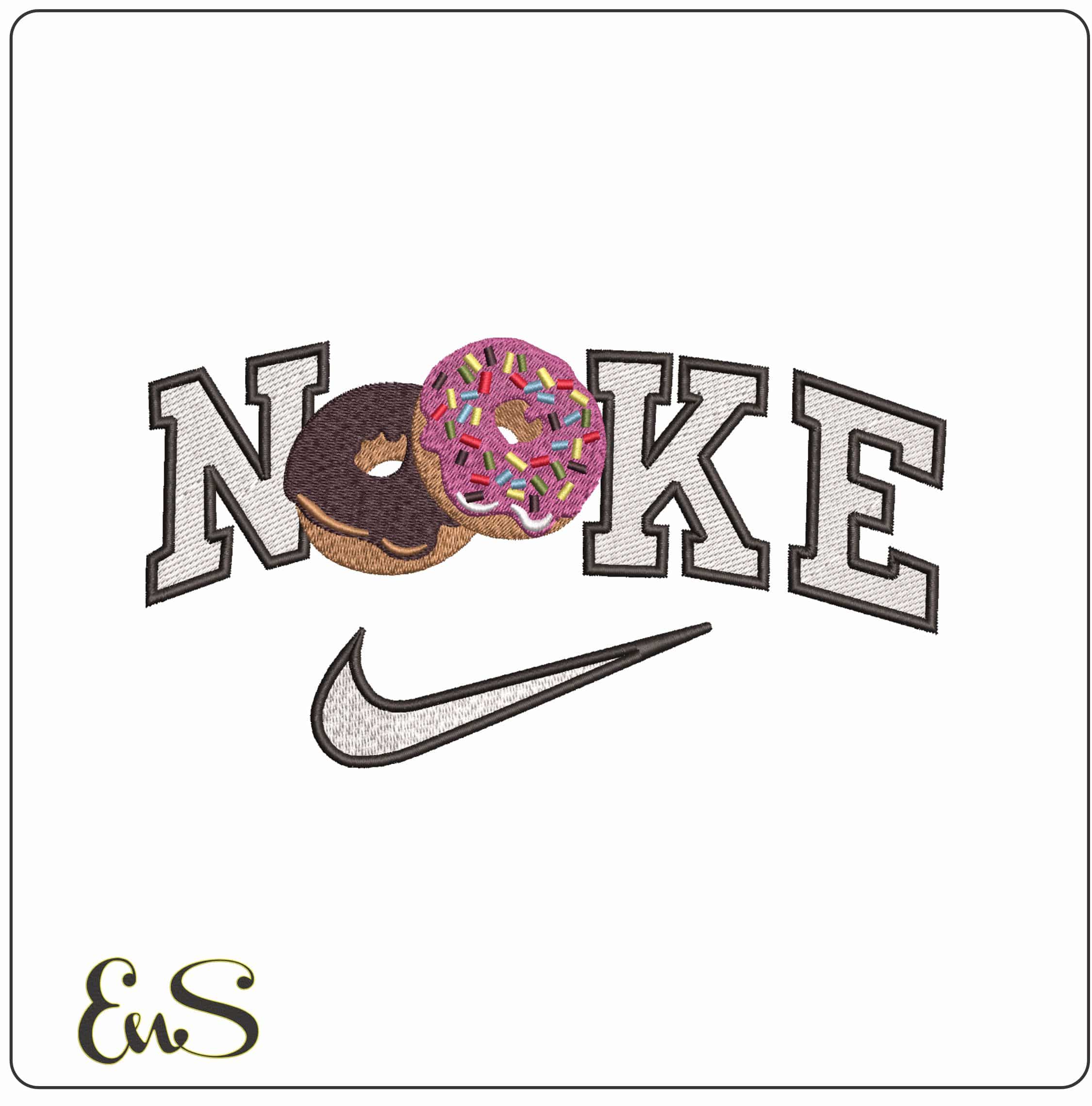 Nike Chocolate and Sprinkles Donut - Elegant embroidery design file - instant download