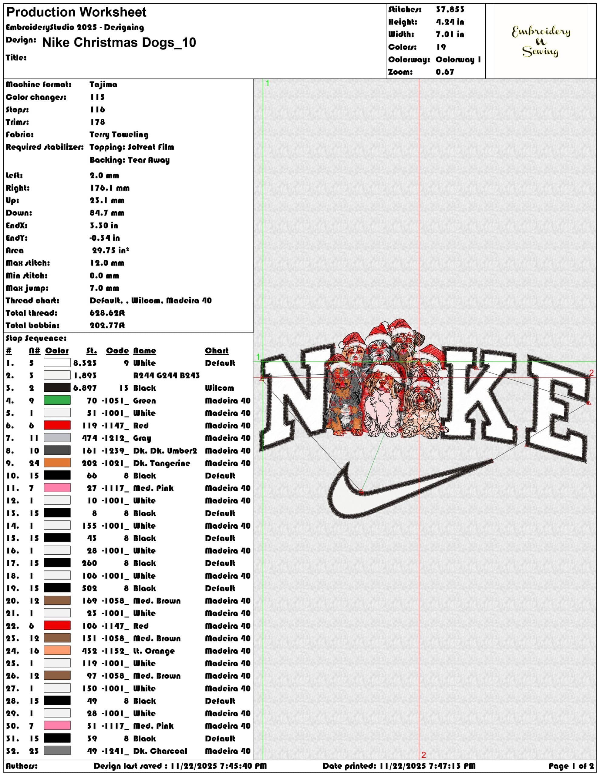 Nike Christmas Dogs - Elegant embroidery design file - instant download — view 3