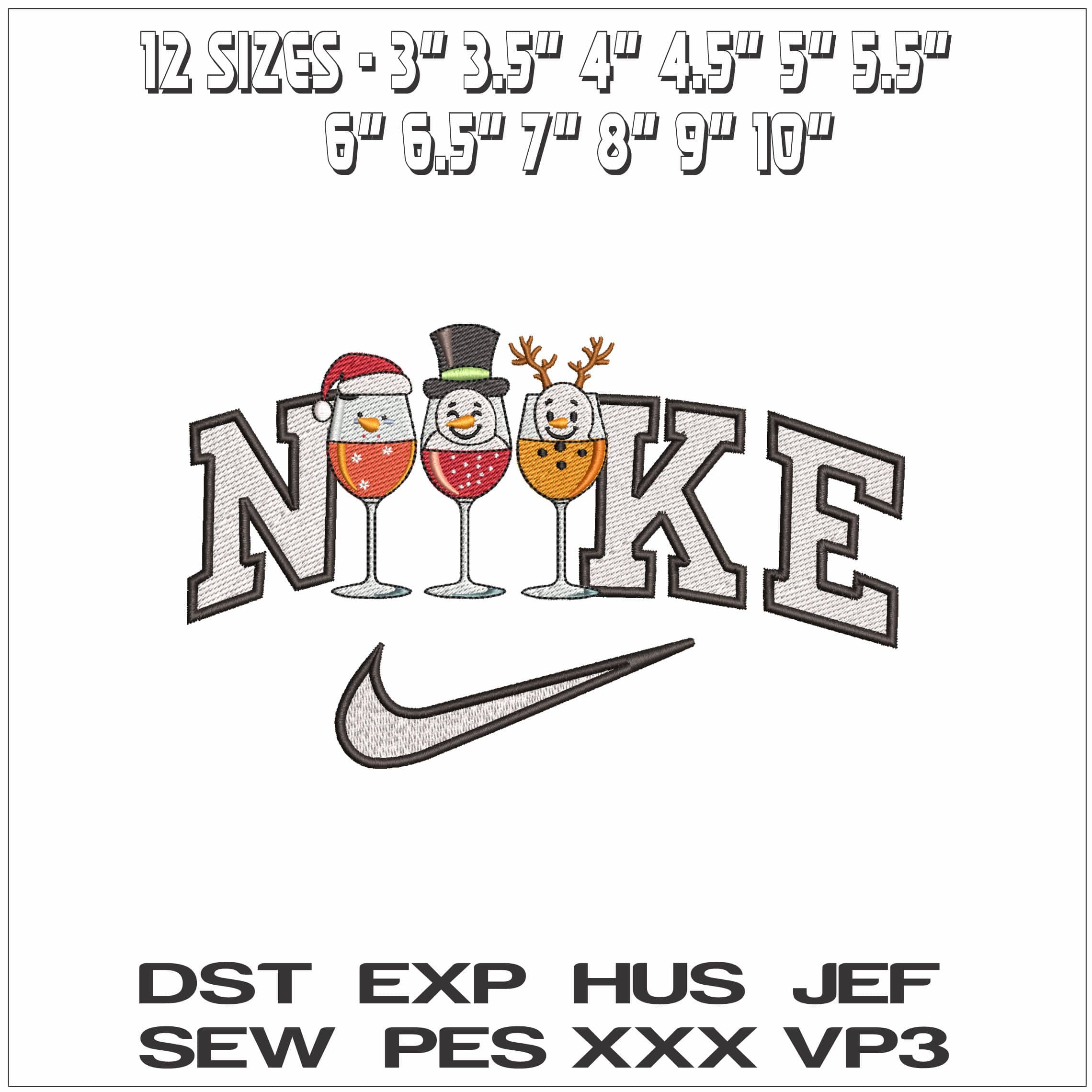 Nike Christmas Drinks - Elegant embroidery design file - instant download — view 2