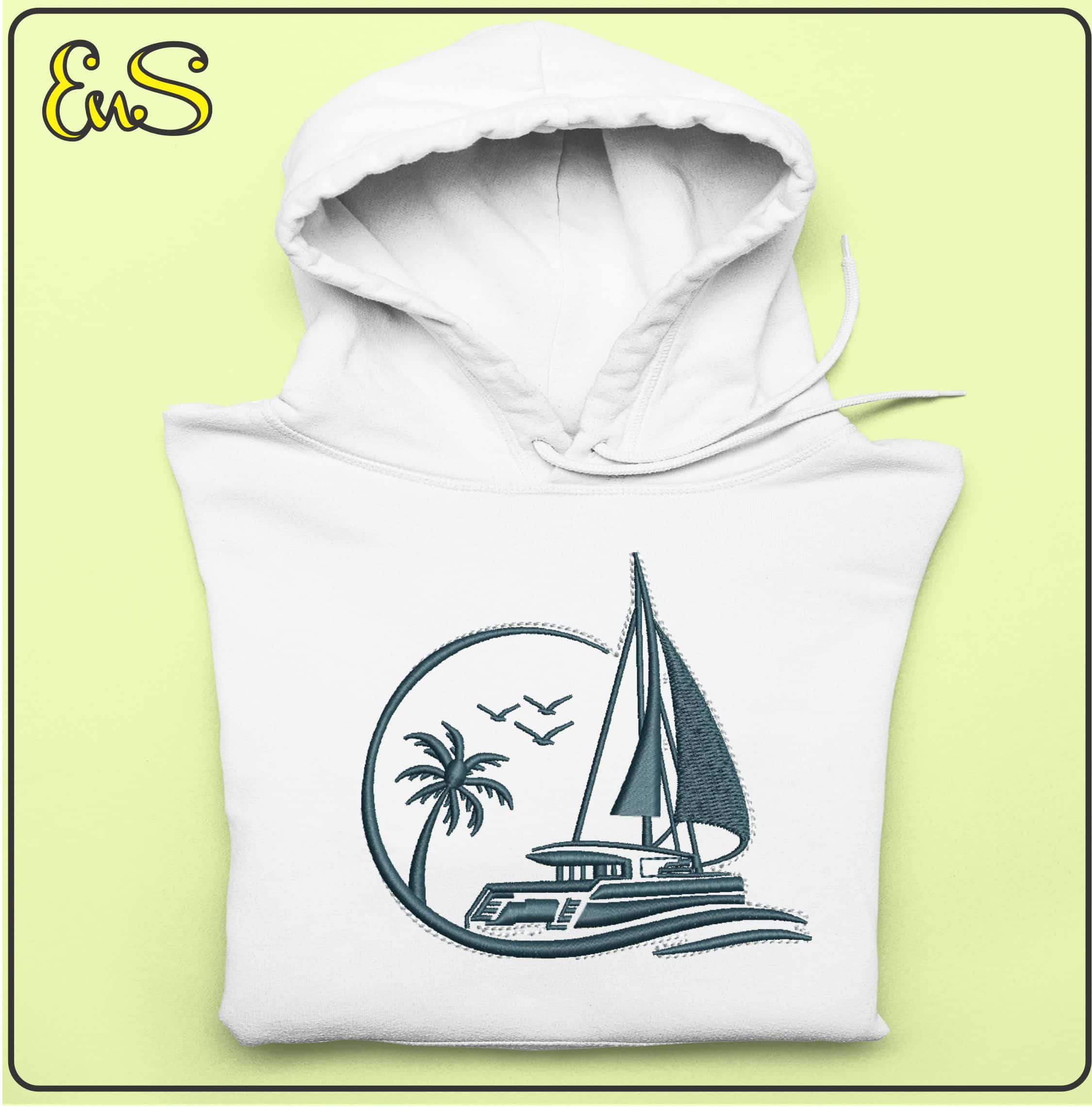 Catamaran Logo - Elegant embroidery design file - instant download — view 3
