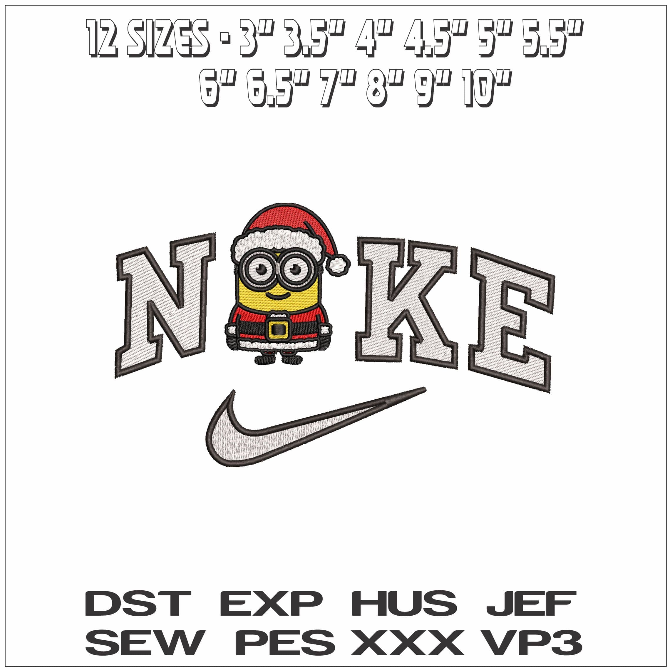Nike Christmas Minion - Elegant embroidery design file - instant download — view 2