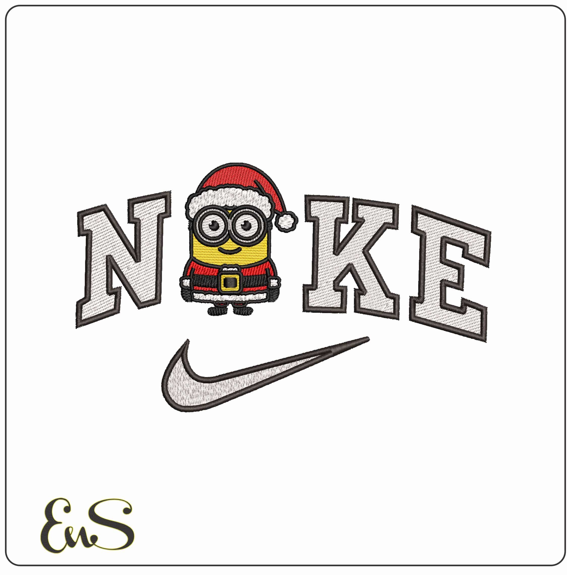 Nike Christmas Minion - Elegant embroidery design file - instant download