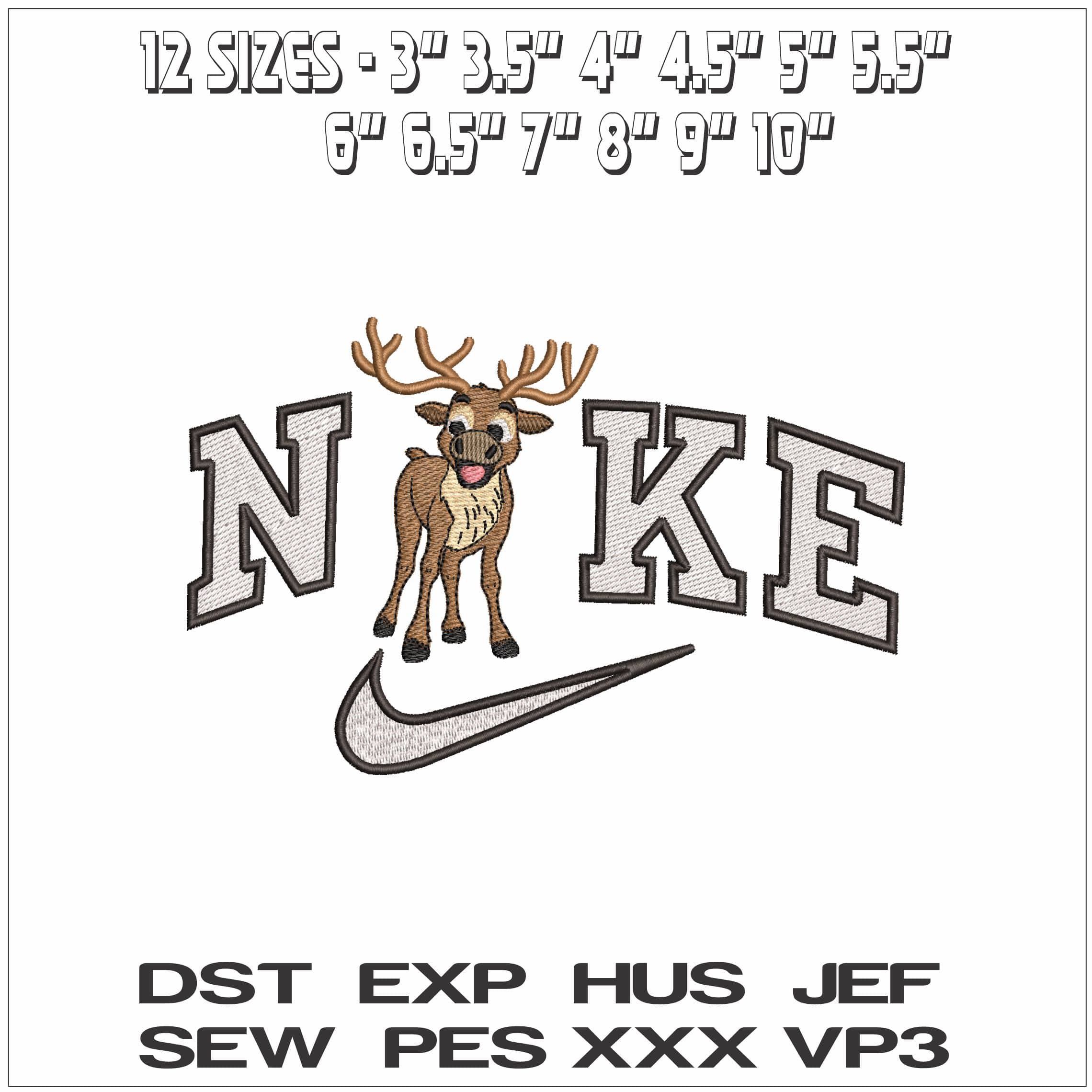 Nike Christmas Reindeer - Elegant embroidery design file - instant download — view 2