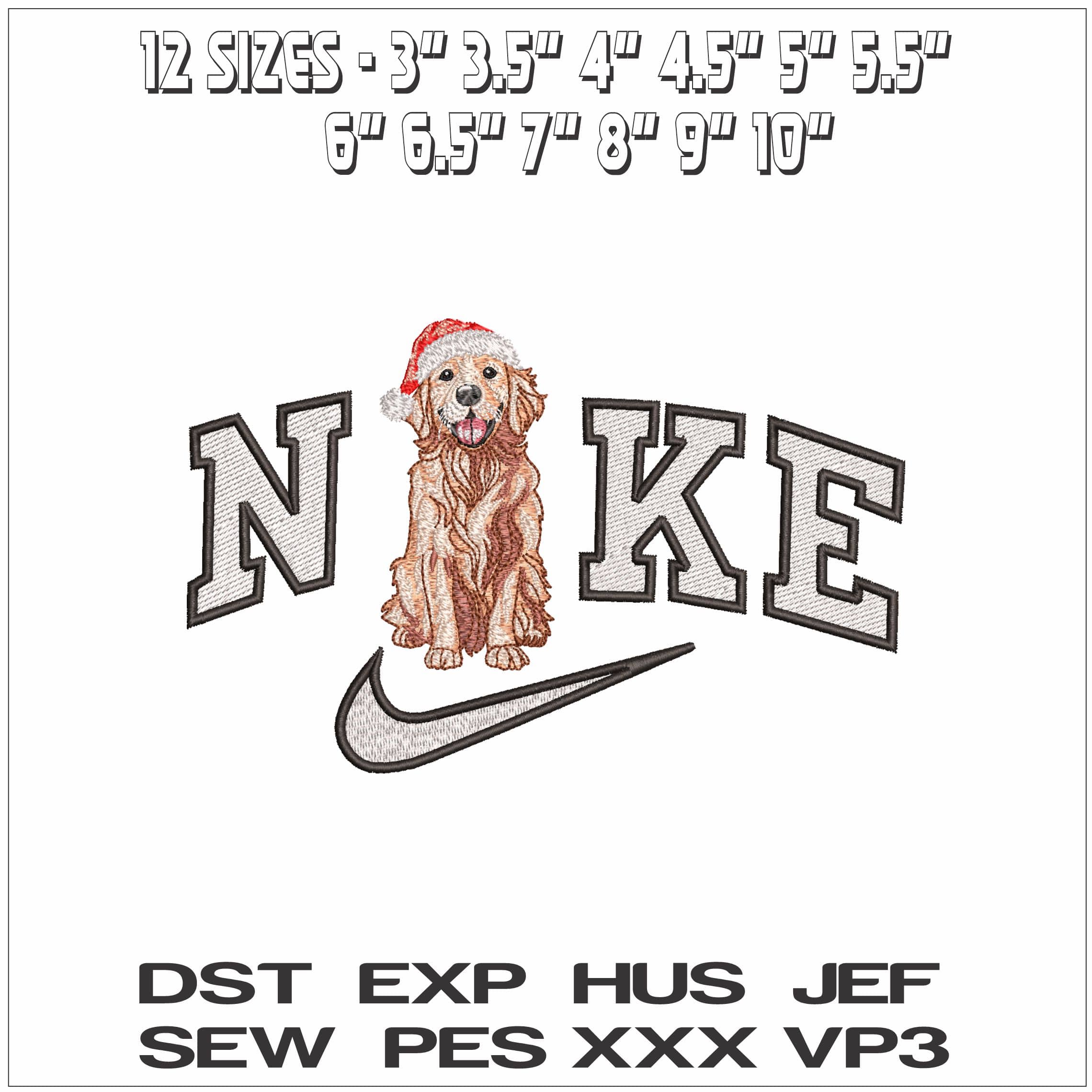 Nike Christmas Retriever - Elegant embroidery design file - instant download — view 2